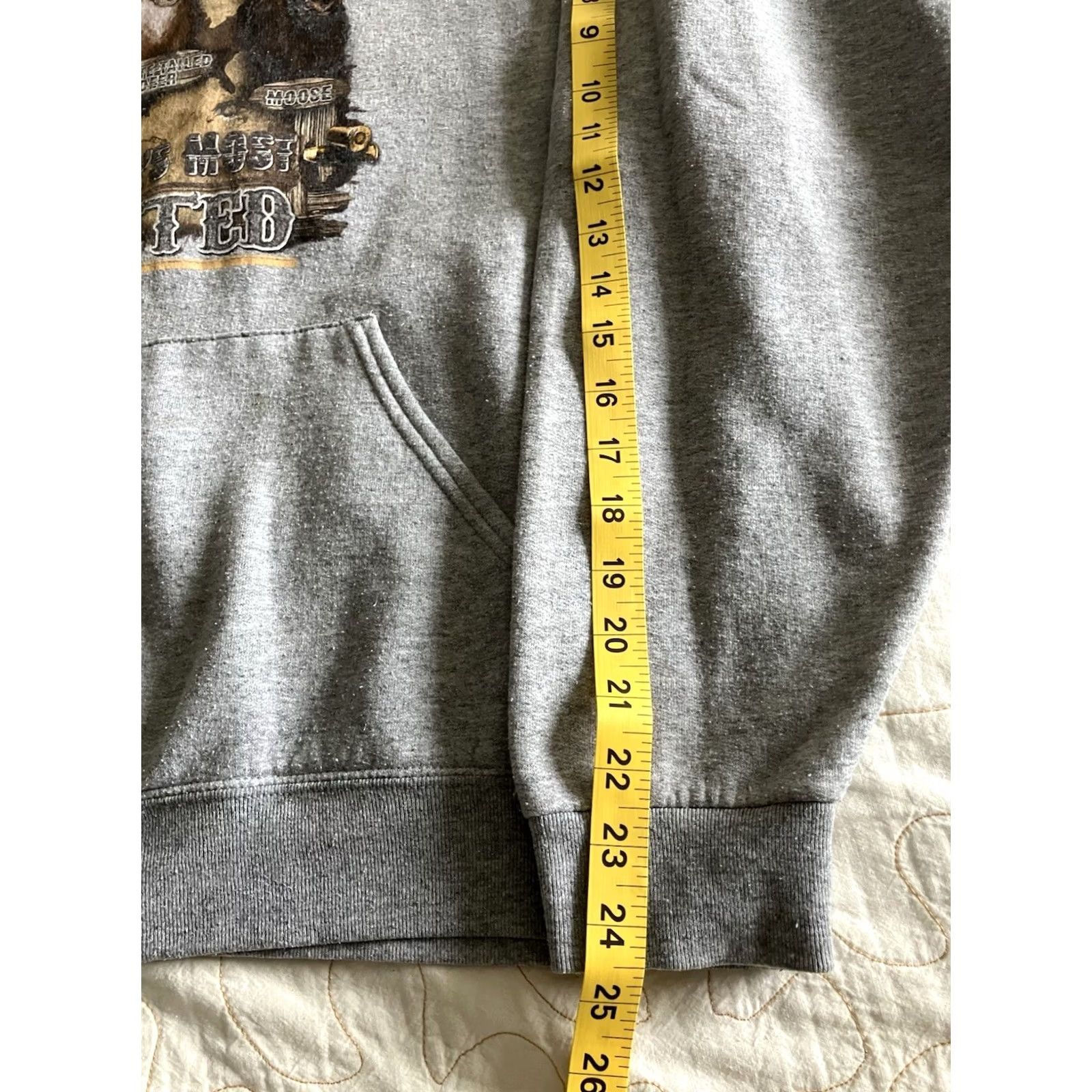 Fruit Of The Loom America's Most Wanted FOTL Hunting Hoodie Pullover Gray L Men's Hooded Pockets Fleece All Seasons Drawstring Size US L / EU 52-54 / 3 - 7 Thumbnail