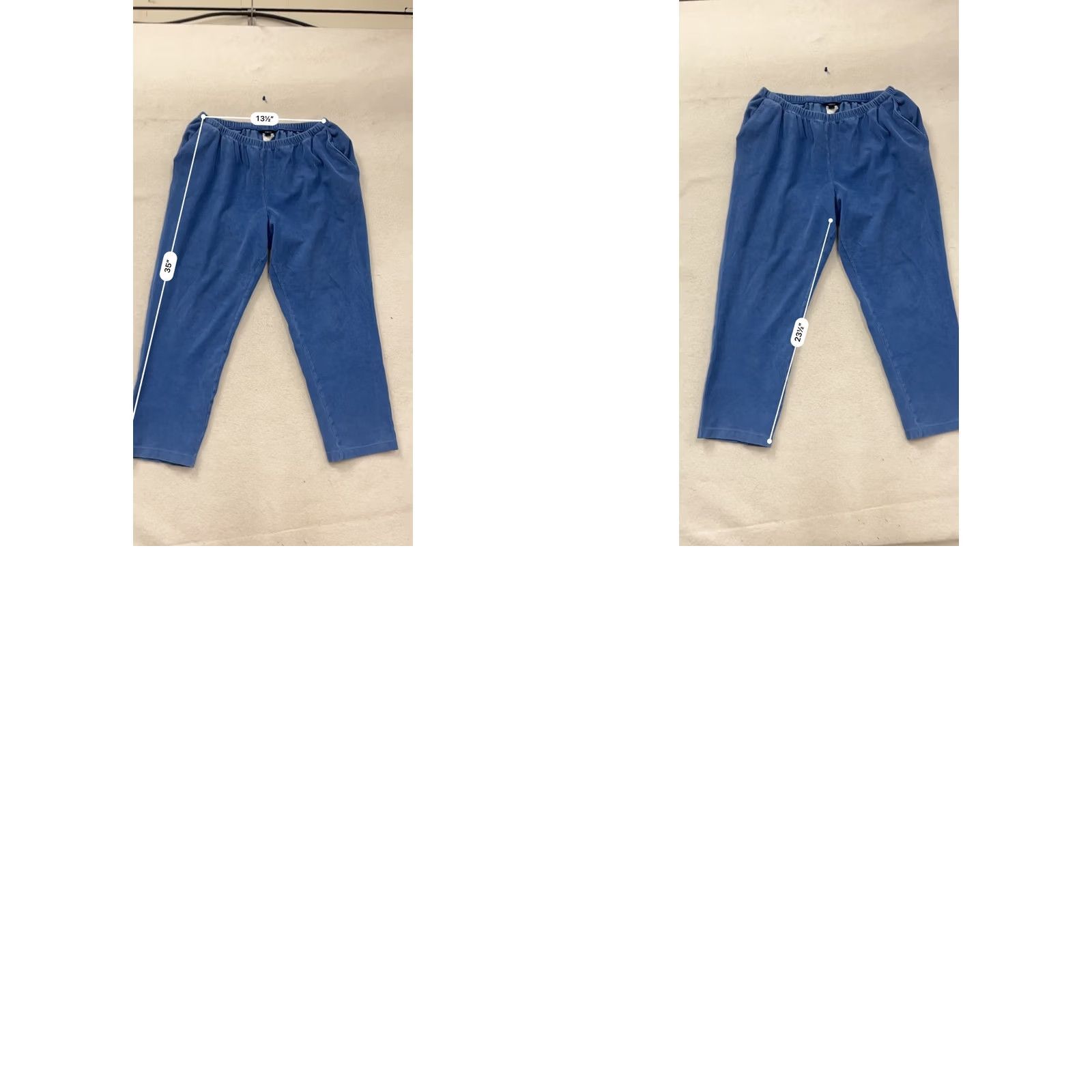 Lands' End Lands' End Corduroy Pants Womens M Blue Regular Straight-Leg Ankle Cotton Polyester Front Flat Front Machine Washable Size 32" / US 10 / IT 46 - 8 Thumbnail