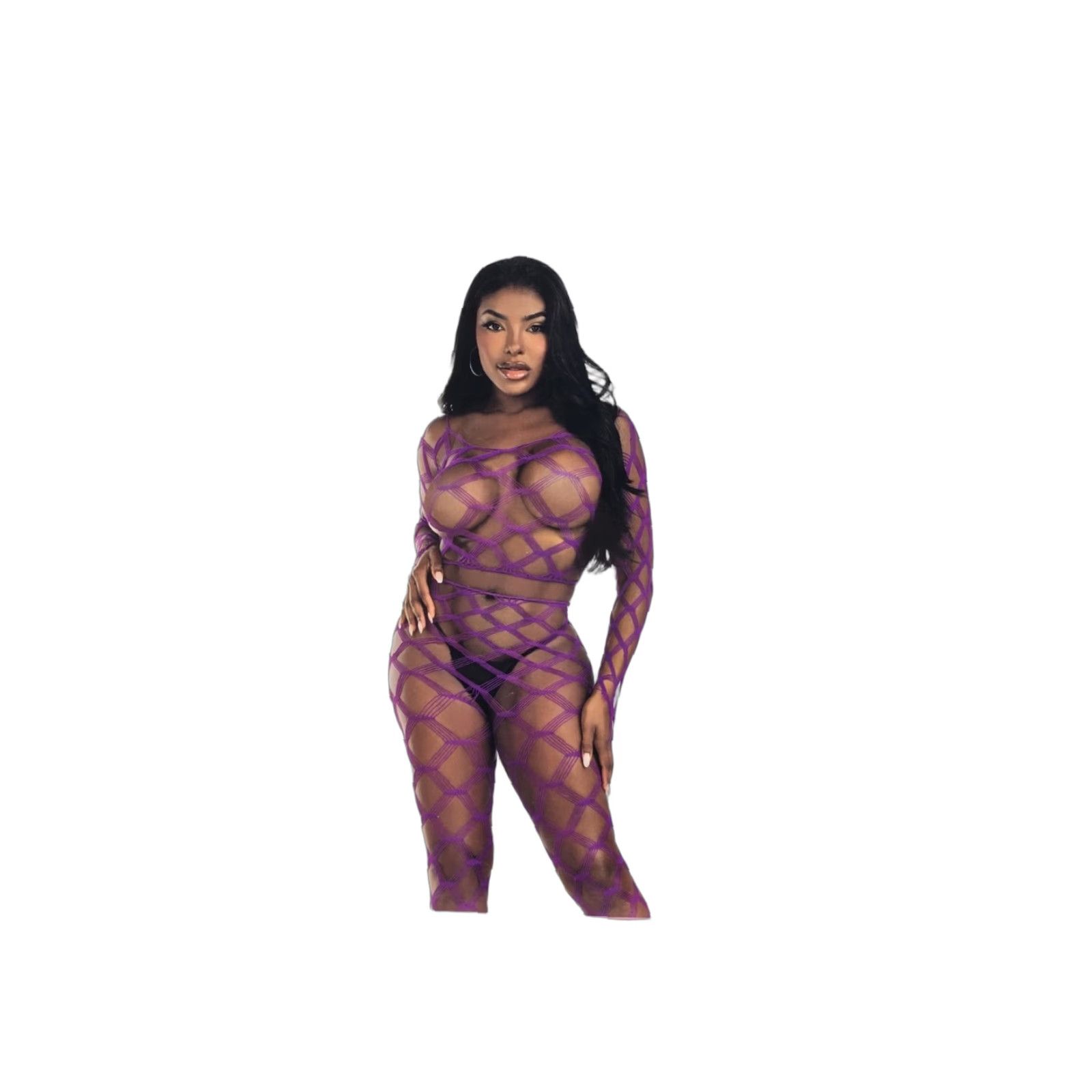 Vintage VINTAGE Leg Avenue Women's Knitted Net Crop Top & Footless Tights Pink 2PC Set 1 Size Size ONE SIZE - 1 Thumbnail