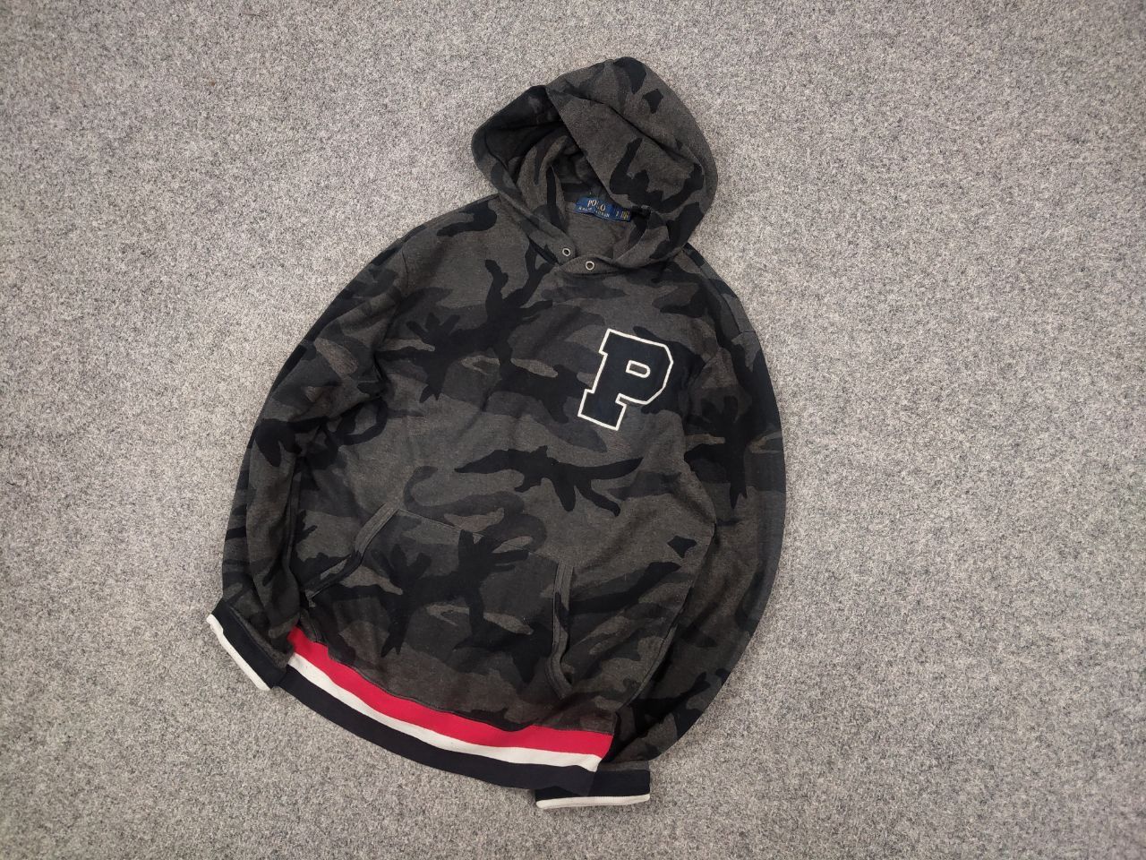 Polo Ralph Lauren Polo Ralph Lauren camo Gray Letterman hoodie Vintage Style Size US S / EU 44-46 / 1 - 4 Thumbnail