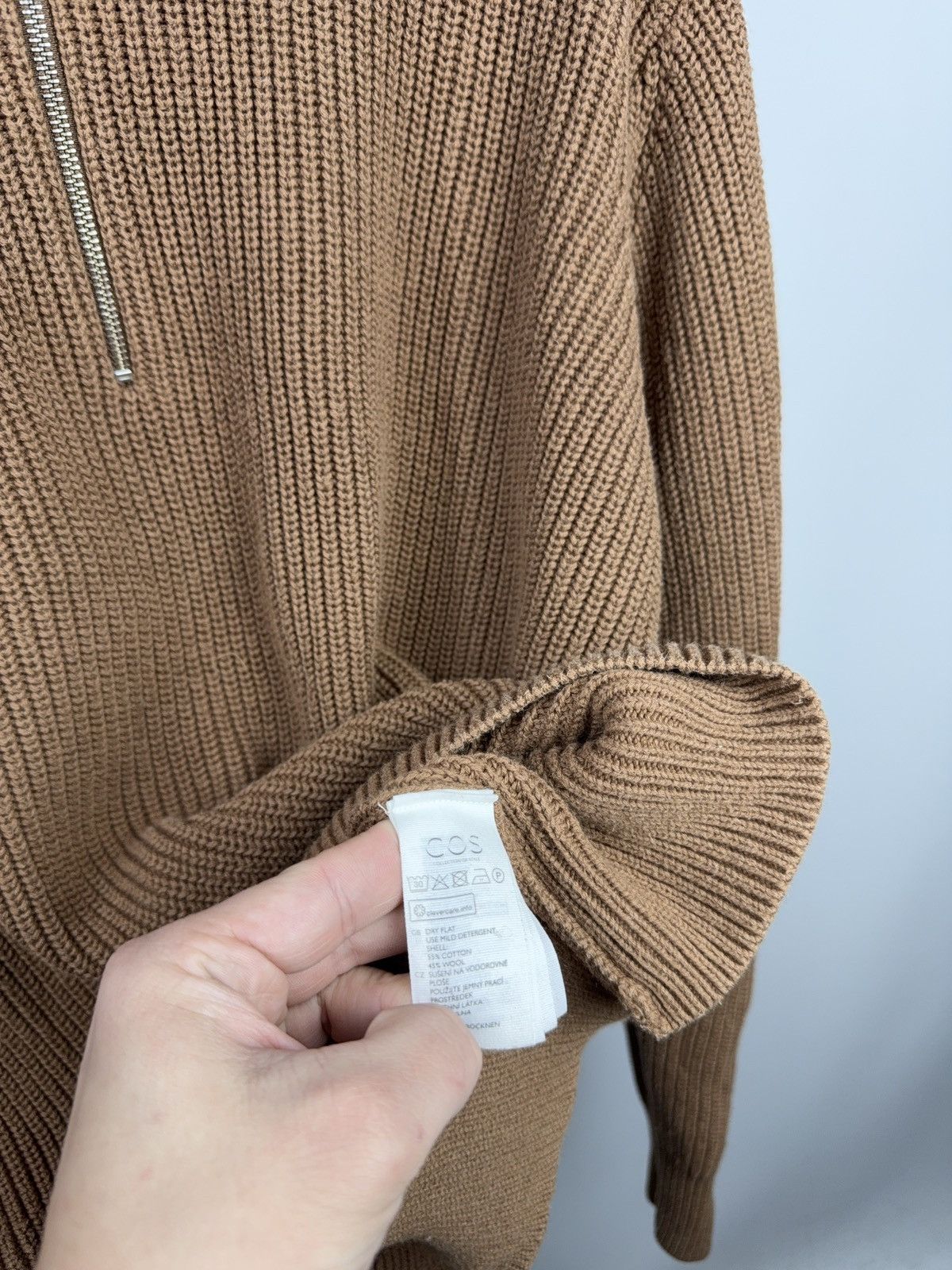 Cos Avant Garde COS Chunky Knit Half Zip Wool Sweater Minimalist Size US L / EU 52-54 / 3 - 7 Thumbnail