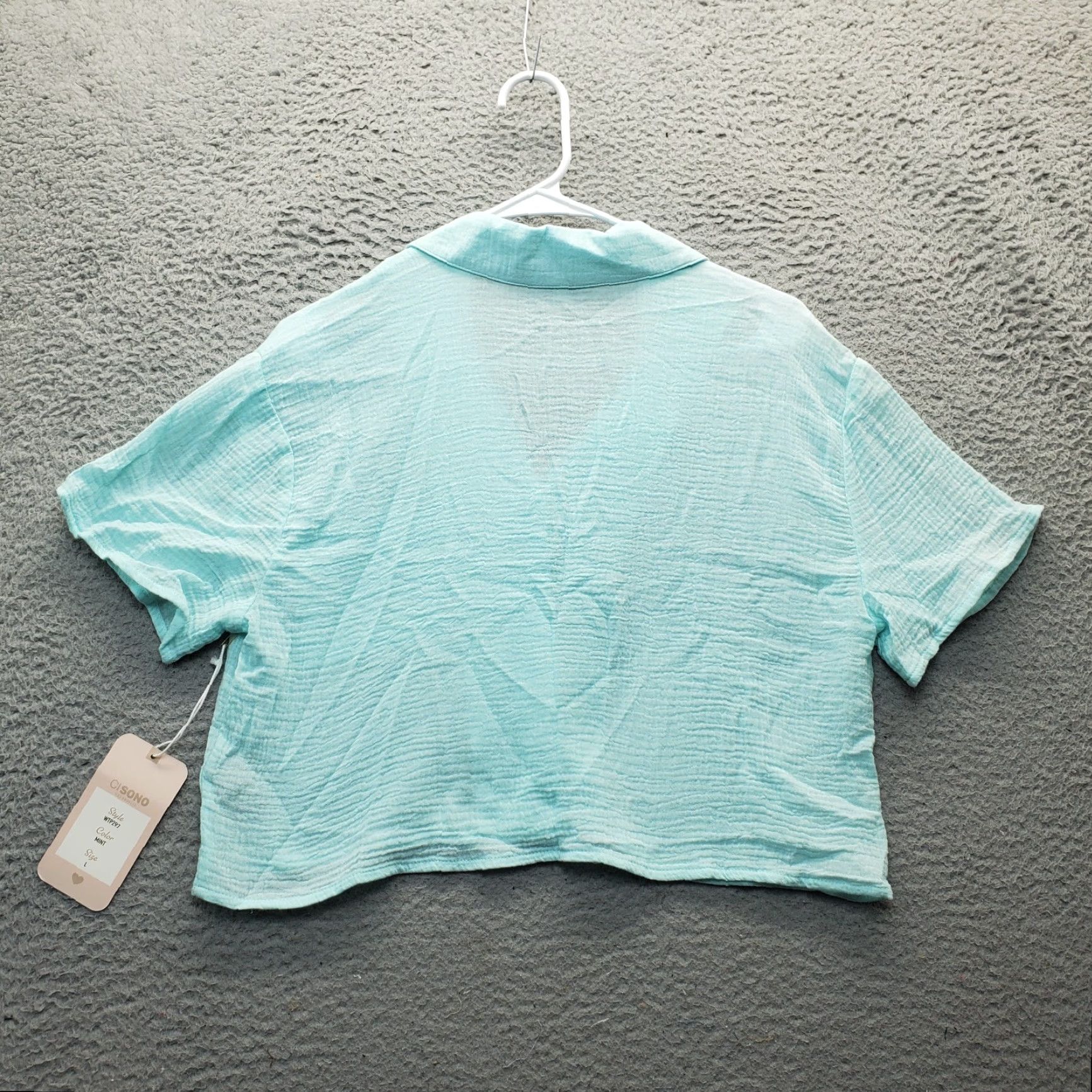 Sol Angeles Angeles Blouse Womens Size L Green Cropped Collared Button Front Top Size L / US 10 / IT 46 - 2 Thumbnail