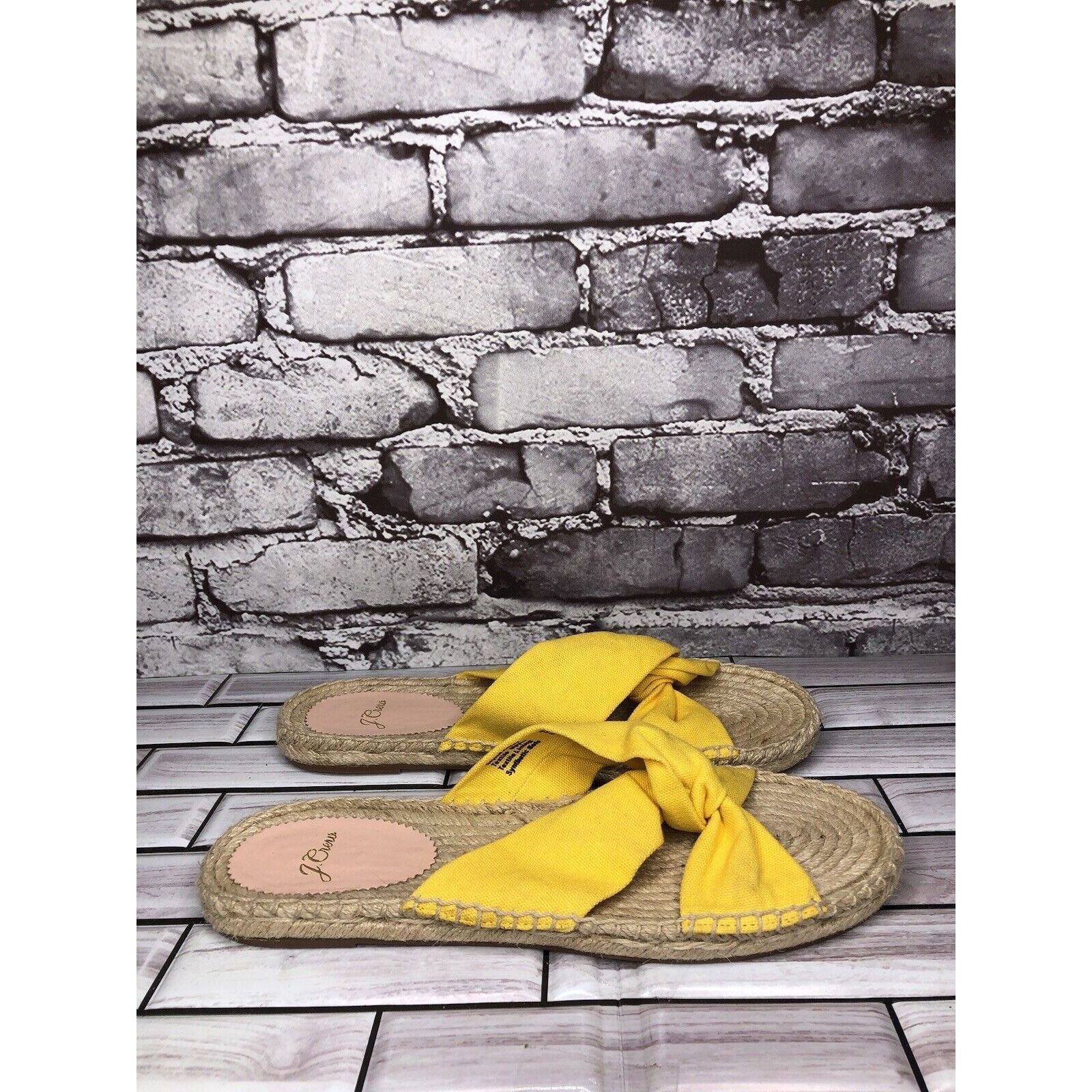 J.Crew J. Crew Yellow Twisted Canvas Fabric Slide Espadrilles Sanda Size US 9 / IT 39 - 19 Thumbnail