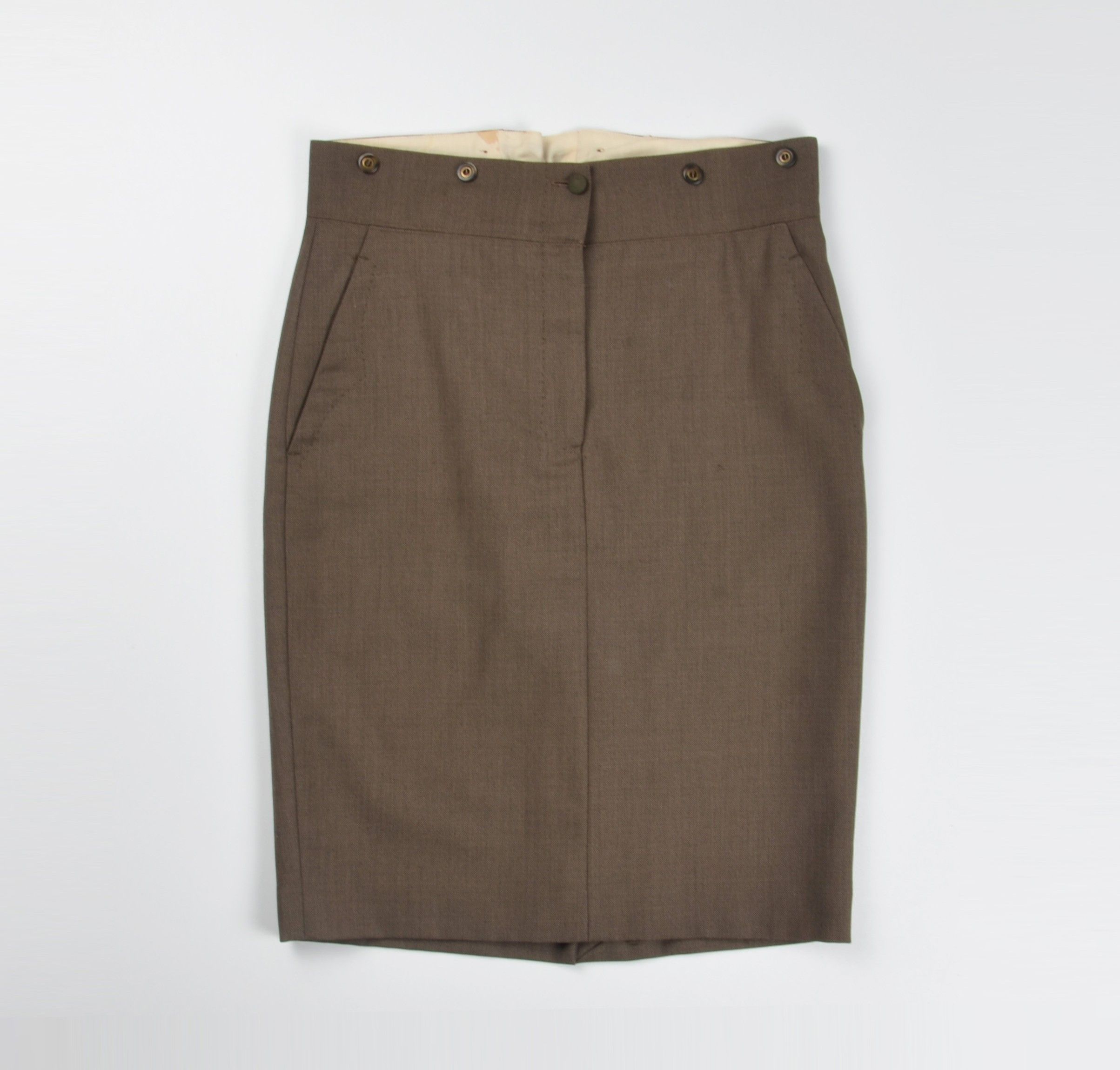 Paul Smith Vintage Paul Smith Wool Brown Straight Detailed Skirt Size 30" / US 8 / IT 44 - 3 Thumbnail