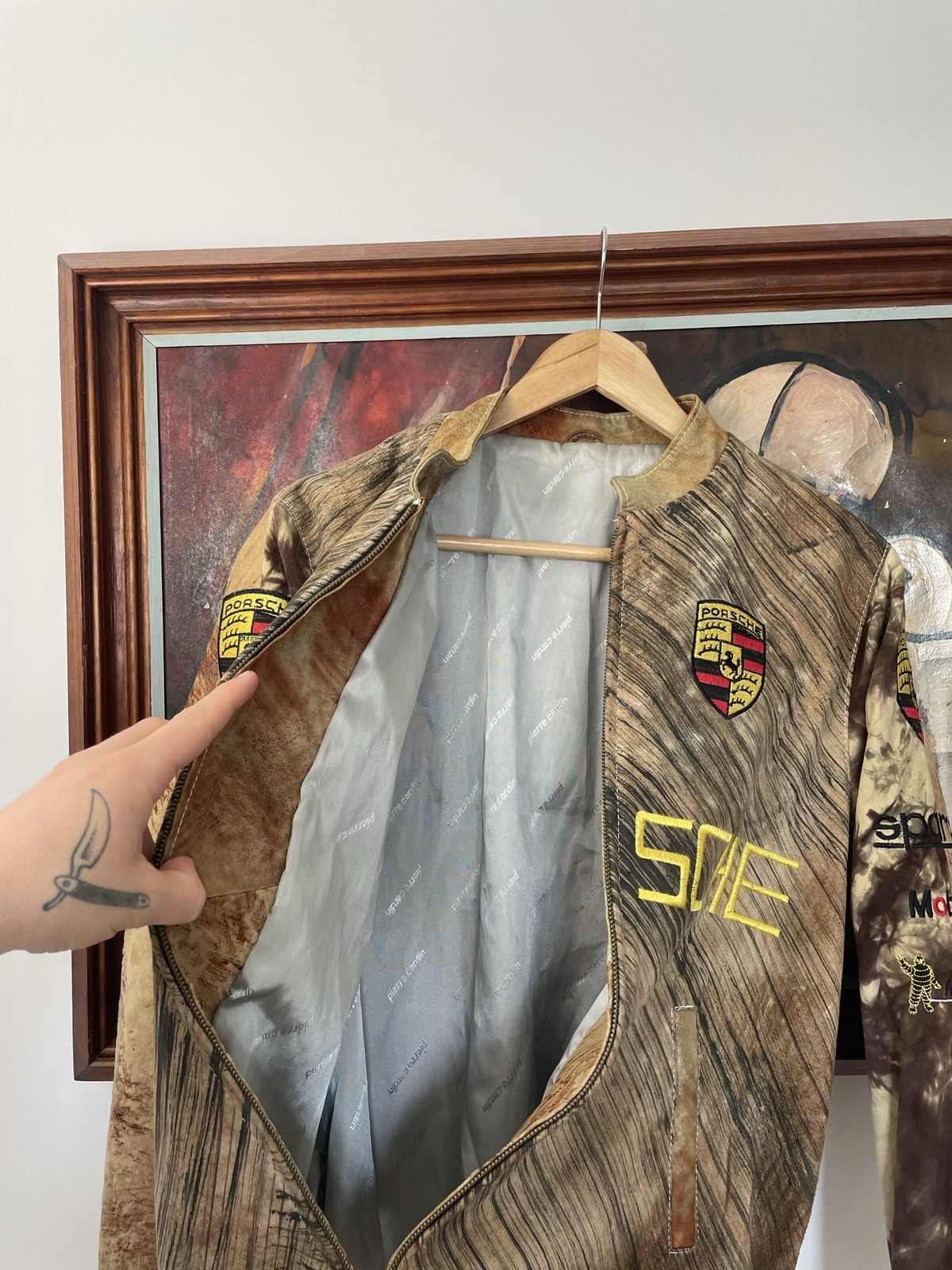 Vintage Very Rare Leather Racing Jacket Porsche Brown Hype Washed Size US M / EU 48-50 / 2 - 4 Thumbnail