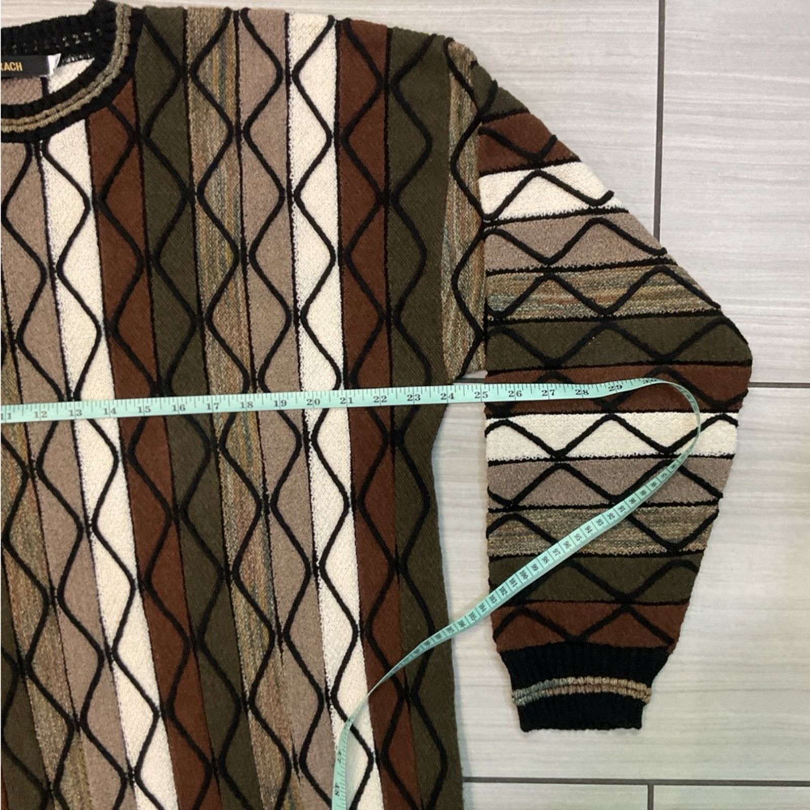 Bachrach Vintage 90s Bachrach 3D Coogi Style Brown Sweater Size US XXL / EU 58 / 5 - 4 Thumbnail
