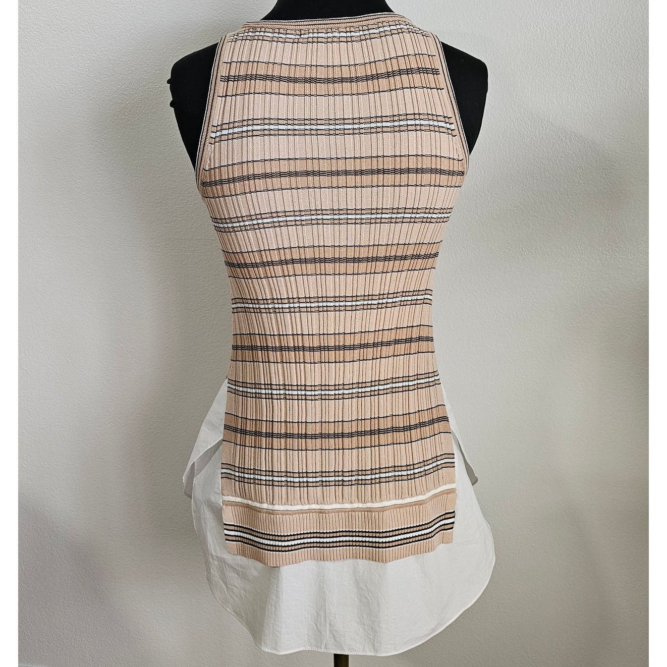 Derek Lam 10 Crosby DEREK LAM 10 CROSBY Layered Cream/Brown Striped Tank Top S Size S / US 4 / IT 40 - 3 Thumbnail