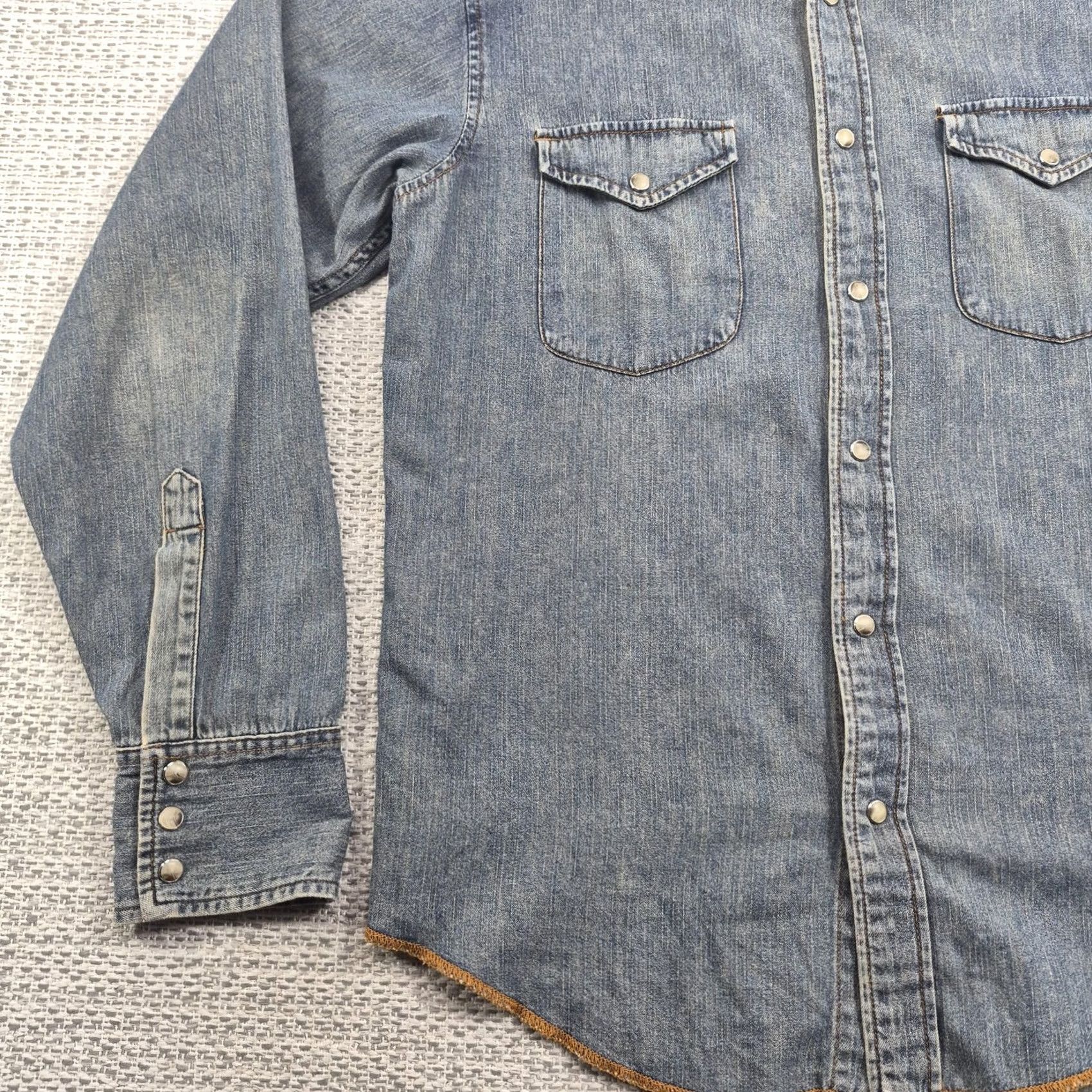 Denime Martin Gordon Western Snap Shirt Mens Medium Denim Long Sleeve Casual Distressed Size US M / EU 48-50 / 2 - 3 Thumbnail