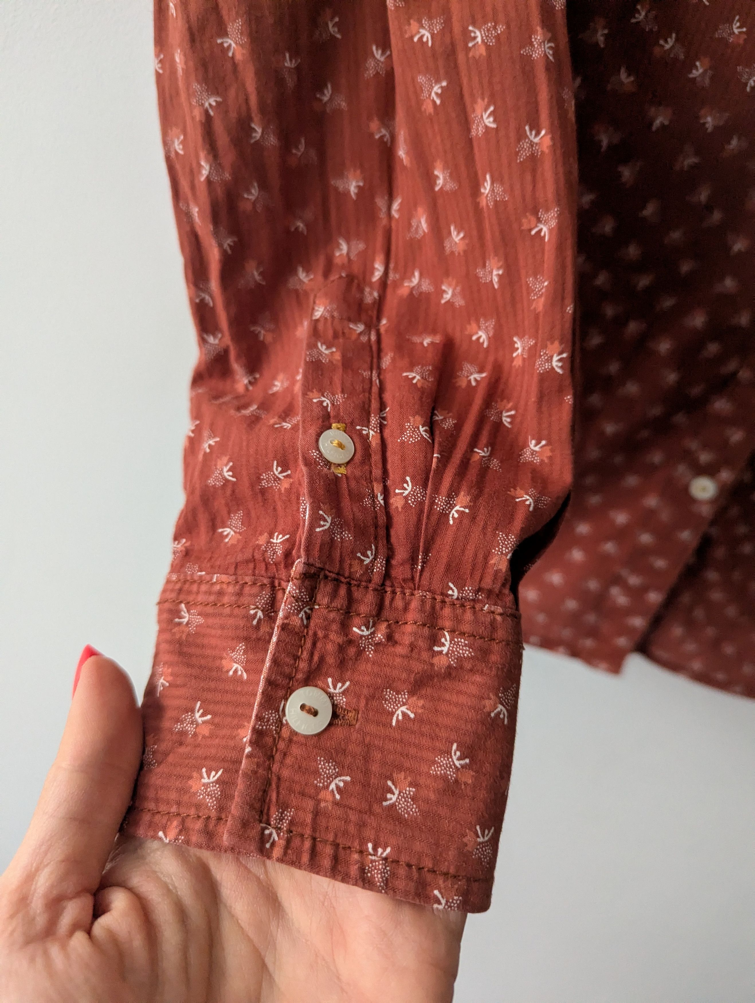Tommy Hilfiger Tommy Hilfiger Printed Cotton Shirt Fitted Rust Orange Brown Size M / US 6-8 / IT 42-44 - 2 Thumbnail