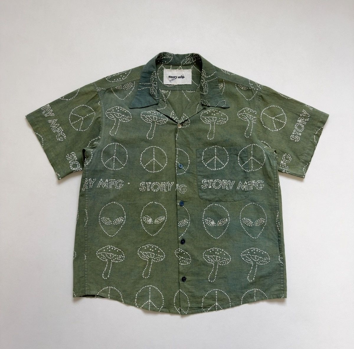 Story Mfg. Sample Alien + Peace Sign Print Shirt Size US M / EU 48-50 / 2 - 2 Thumbnail