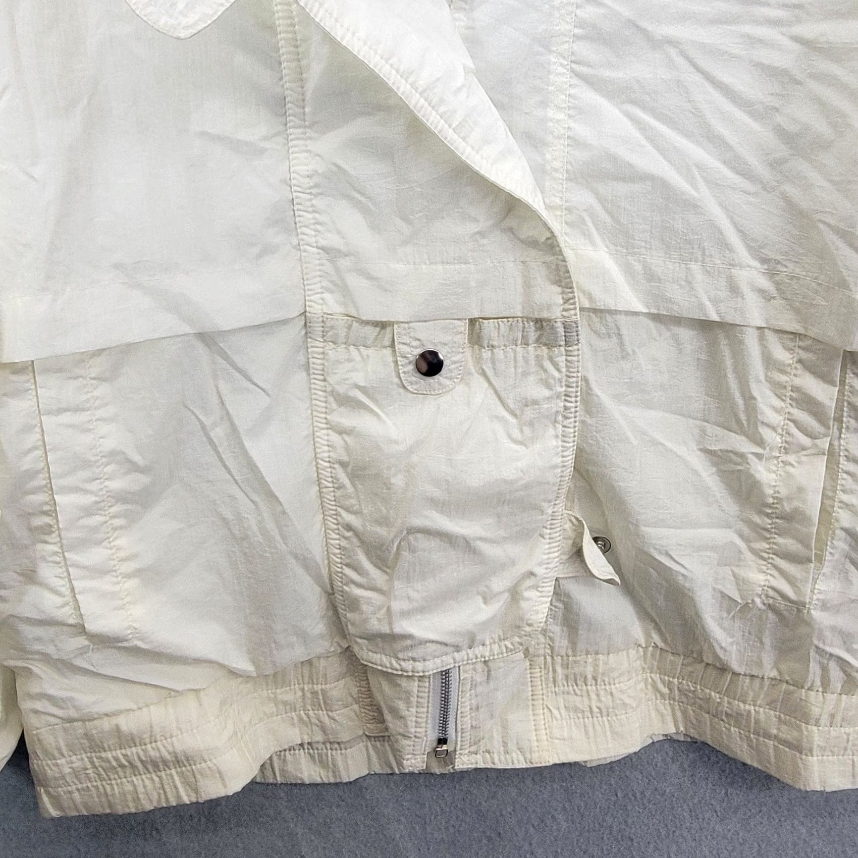Pelle Pelle Otello Pelle jacket Womens Medium Vintage 80s Windbreaker White Geometric Zip Full Zip Lined Contemporaries? Size M / US 6-8 / IT 42-44 - 3 Thumbnail