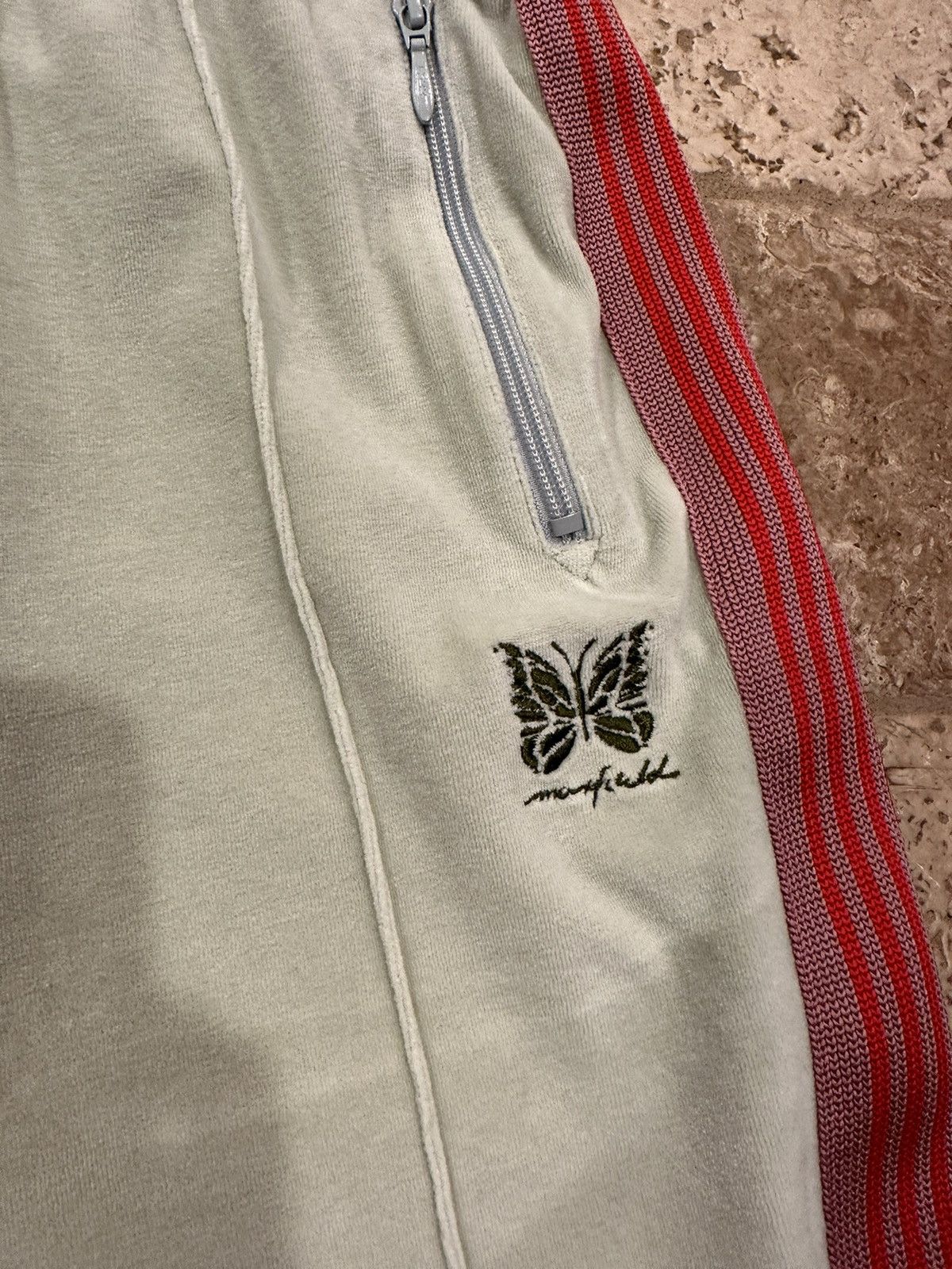 Maxfield Los Angeles × Needles Needles x Maxfield Mint Green / Red Velour Track Pants Size US 30 / EU 46 - 8 Thumbnail