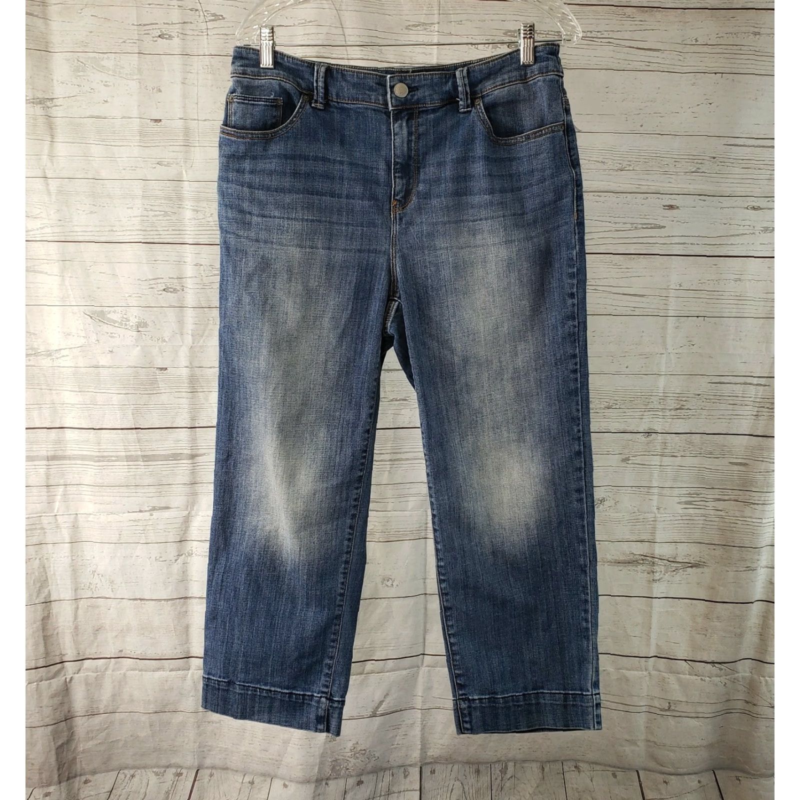 Vintage Chico's Womens Straight Crop Jeans Sz 8 Blue Medium Wash Mid Rise Denim Cotton Blend Shirt/Jeans Cropped Womens 2000s Style Size 30" / US 8 / IT 44 - 2 Thumbnail