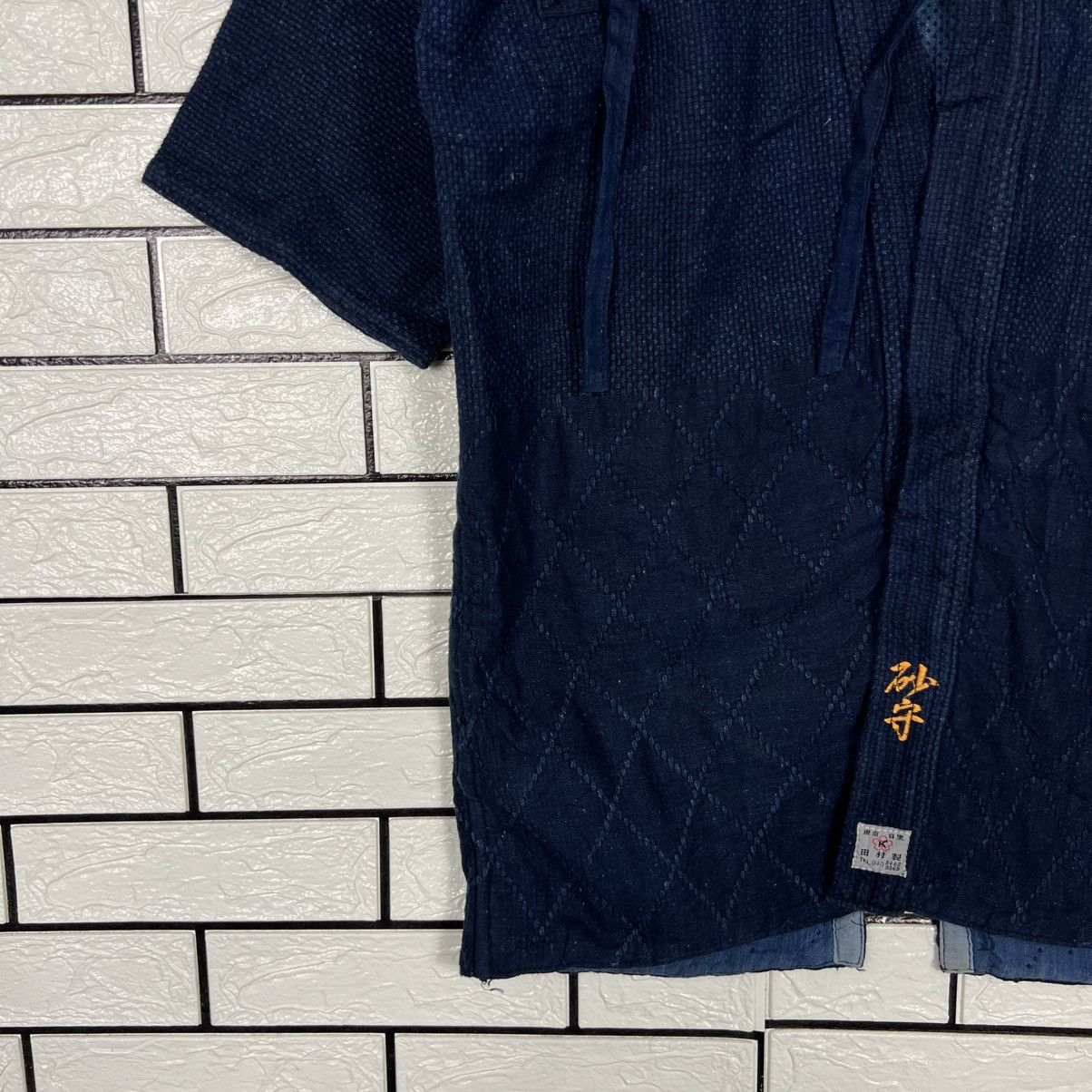 Vintage Japan Indigo Blue Sashiko Thick Weave Kimono #4147-C189 Size US L / EU 52-54 / 3 - 6 Thumbnail