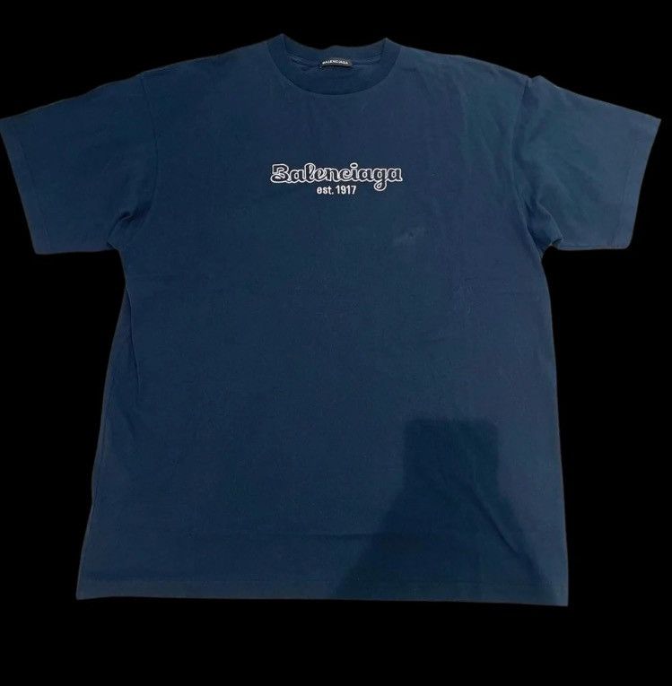 image of Balenciaga Short Sleeve Tee in Navy, Men's (Size XS)