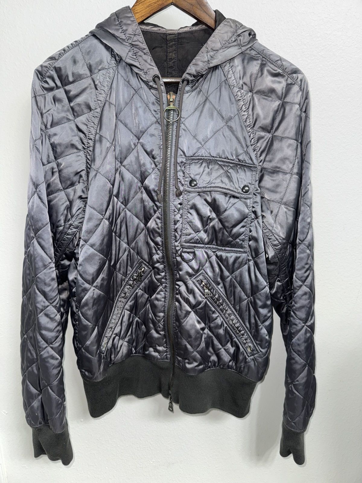 Prada Prada Prada Nylon Quilted Pocket Navy Zip Up / Bomber Size US M / EU 48-50 / 2 - 2 Thumbnail