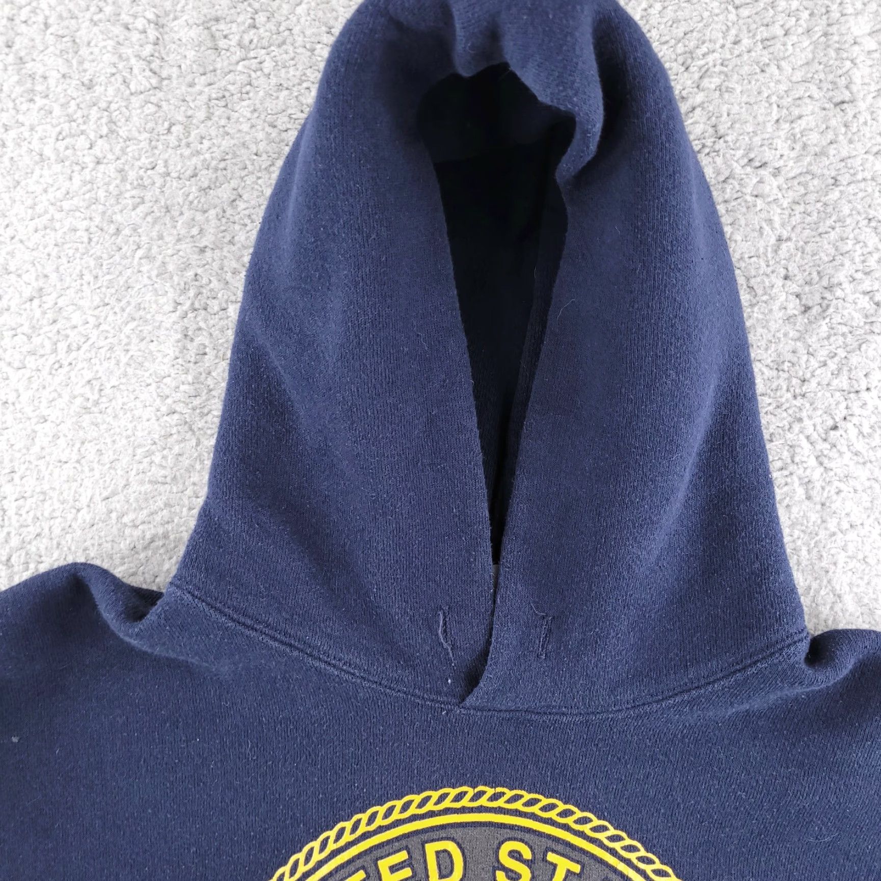 Soffe Soffe Hoodie Mens Small Pullover USA Navy Blue Sweatshirt Boxy Fit Vintage USN Logo Sold as pictured Size US S / EU 44-46 / 1 - 4 Thumbnail