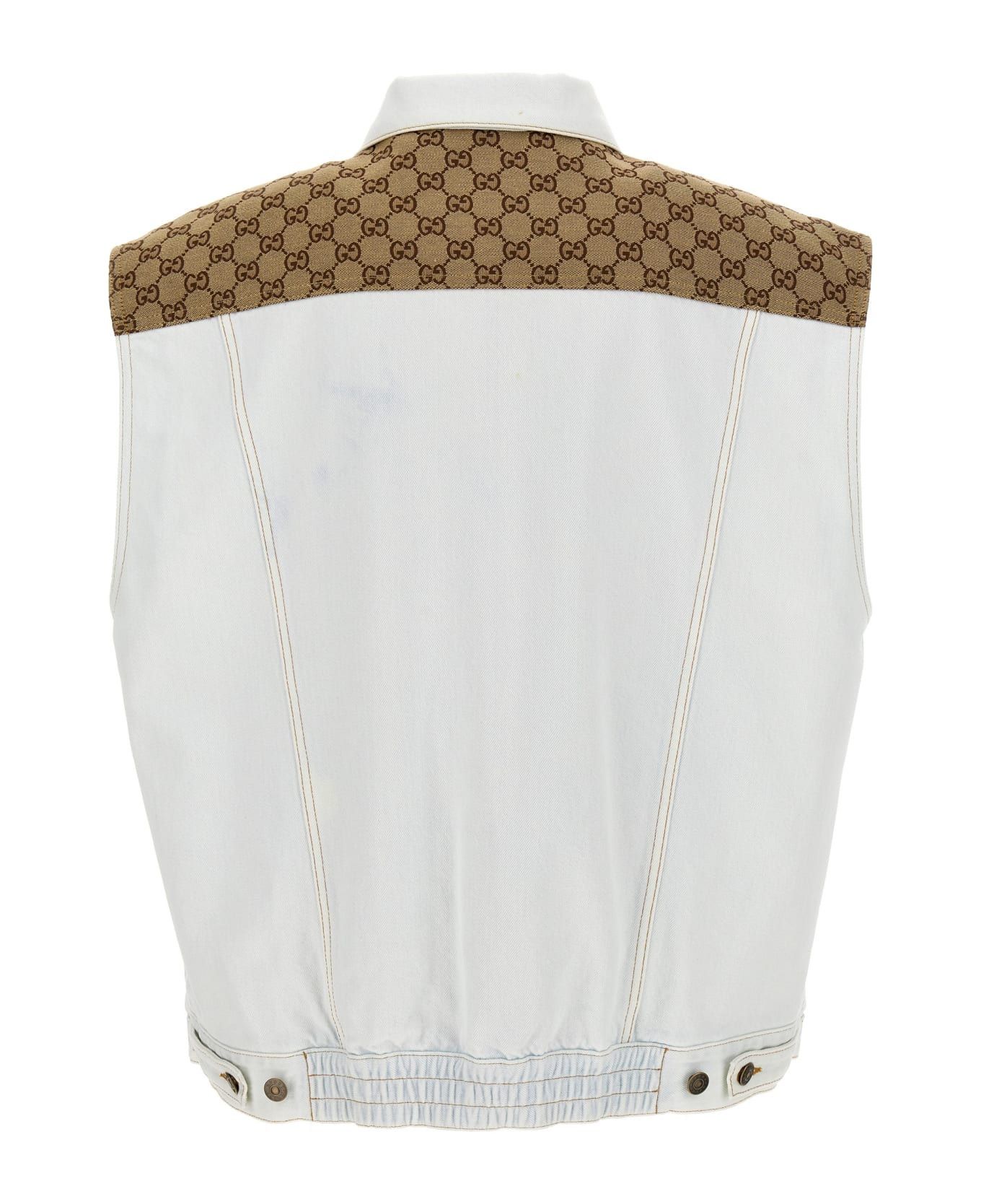 Gucci o1loc1c0226 756350 Washed Organic Denim Vest With GG Size US S / EU 44-46 / 1 - 2 Thumbnail