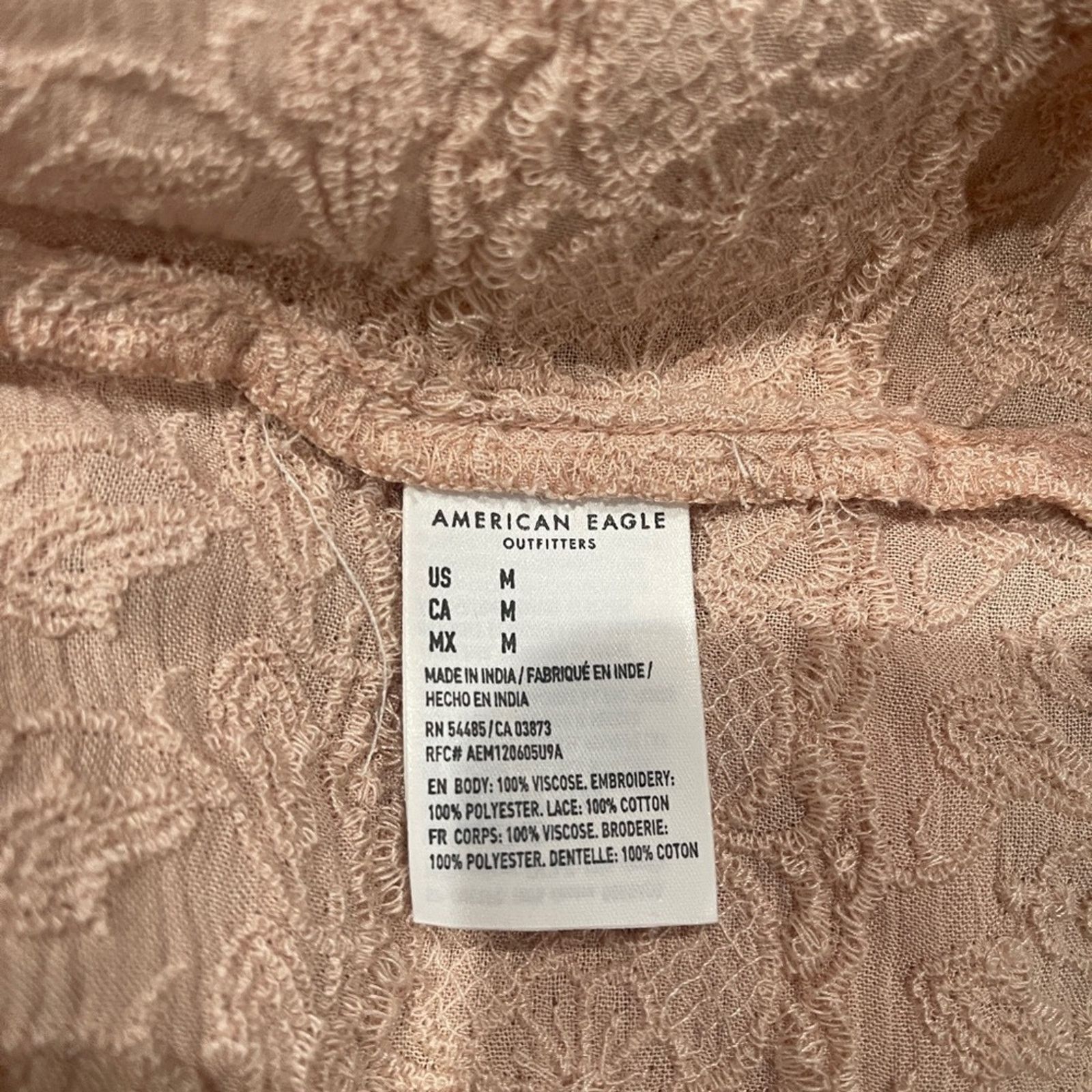 American Eagle Outfitters AMERICAN EAGLE Woman’s Peach Peasant Blouse Sz M Size M / US 6-8 / IT 42-44 - 5 Thumbnail