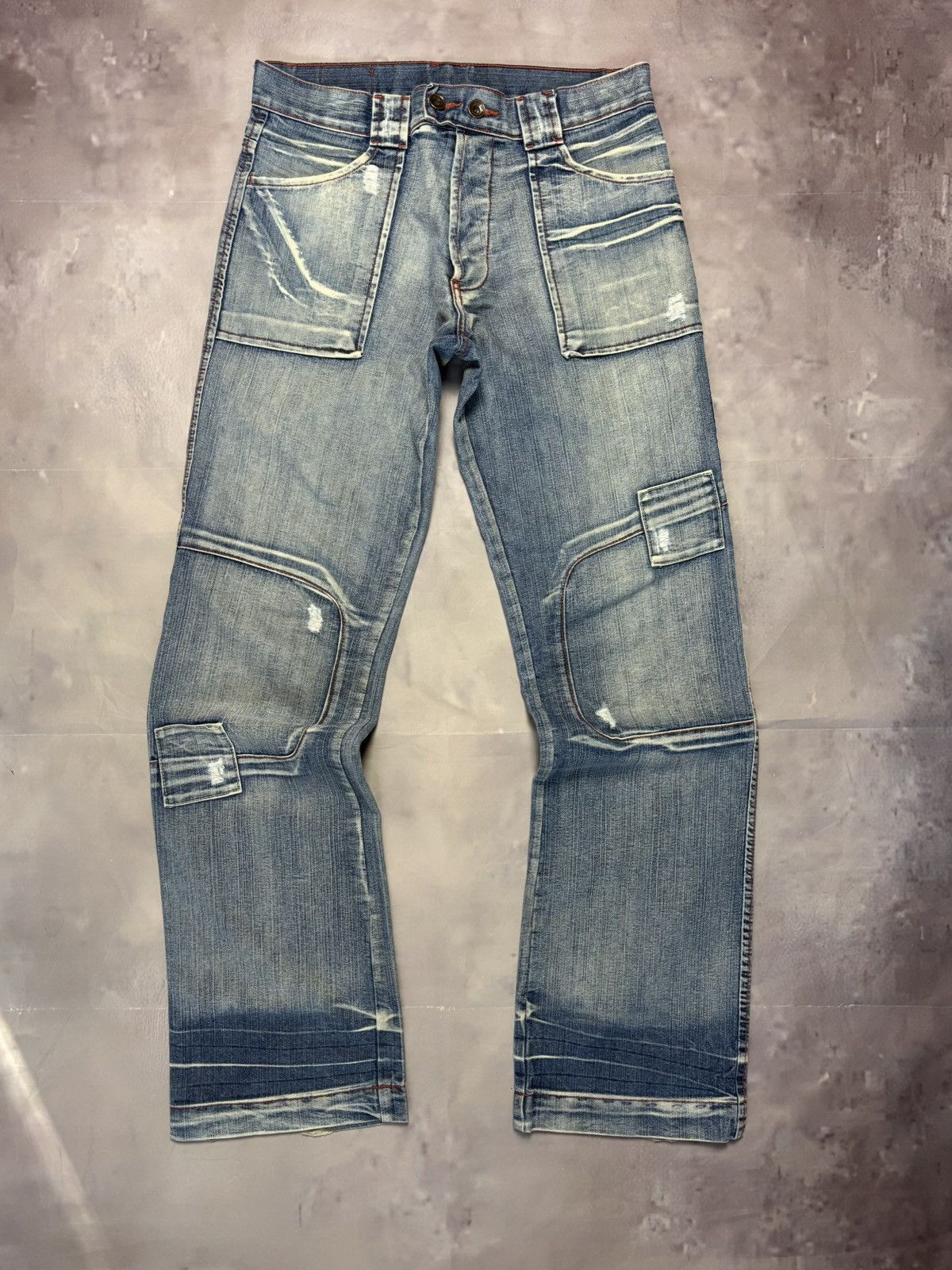 Vintage vintage archive distressed denim straight leg Size US 31 - 1 Thumbnail