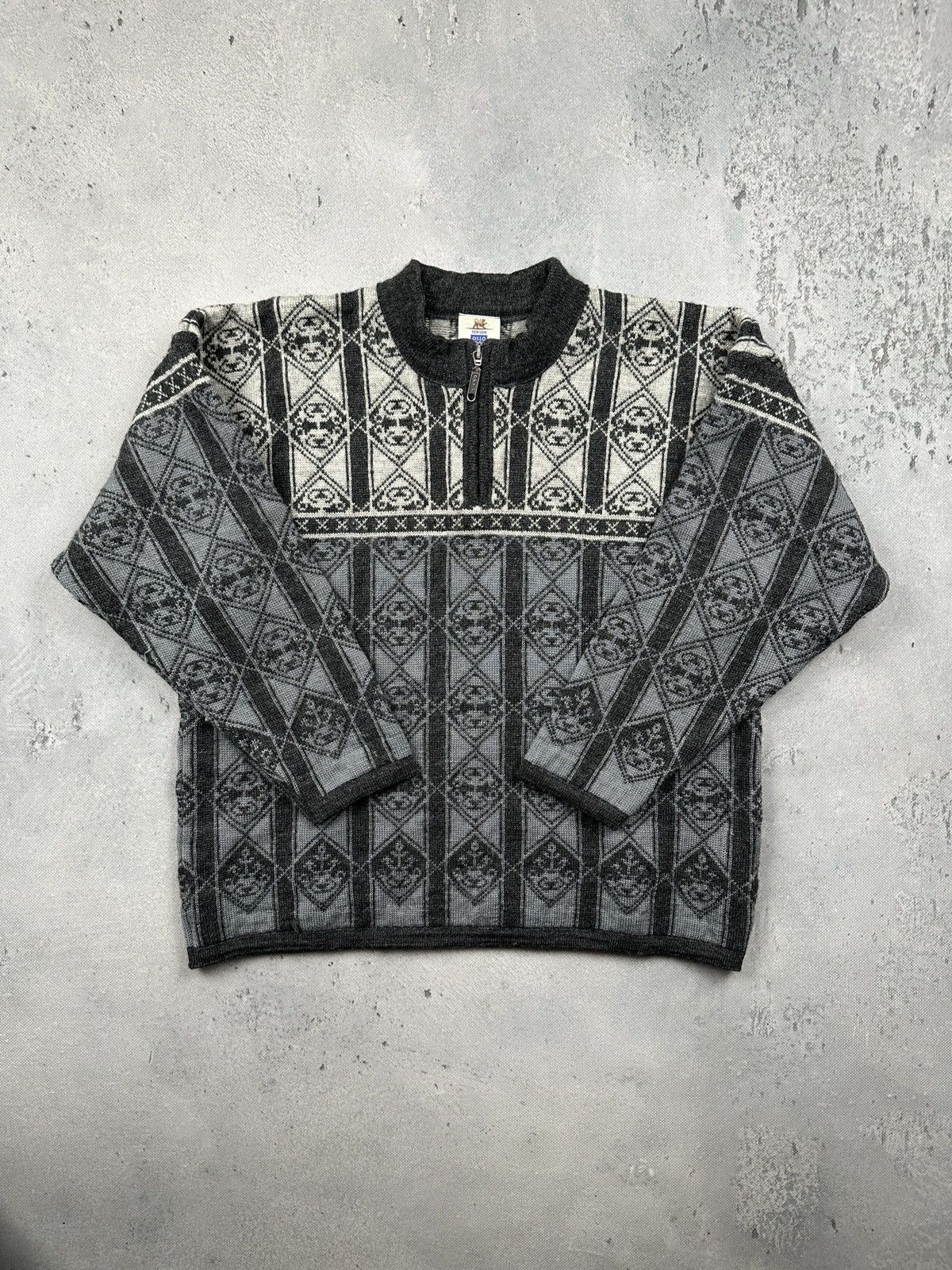 Dale Of Norway Skjaeveland Norwegian Wool Half Zip Knit Sweater Oslo 1000 Size US L / EU 52-54 / 3 - 1 Thumbnail