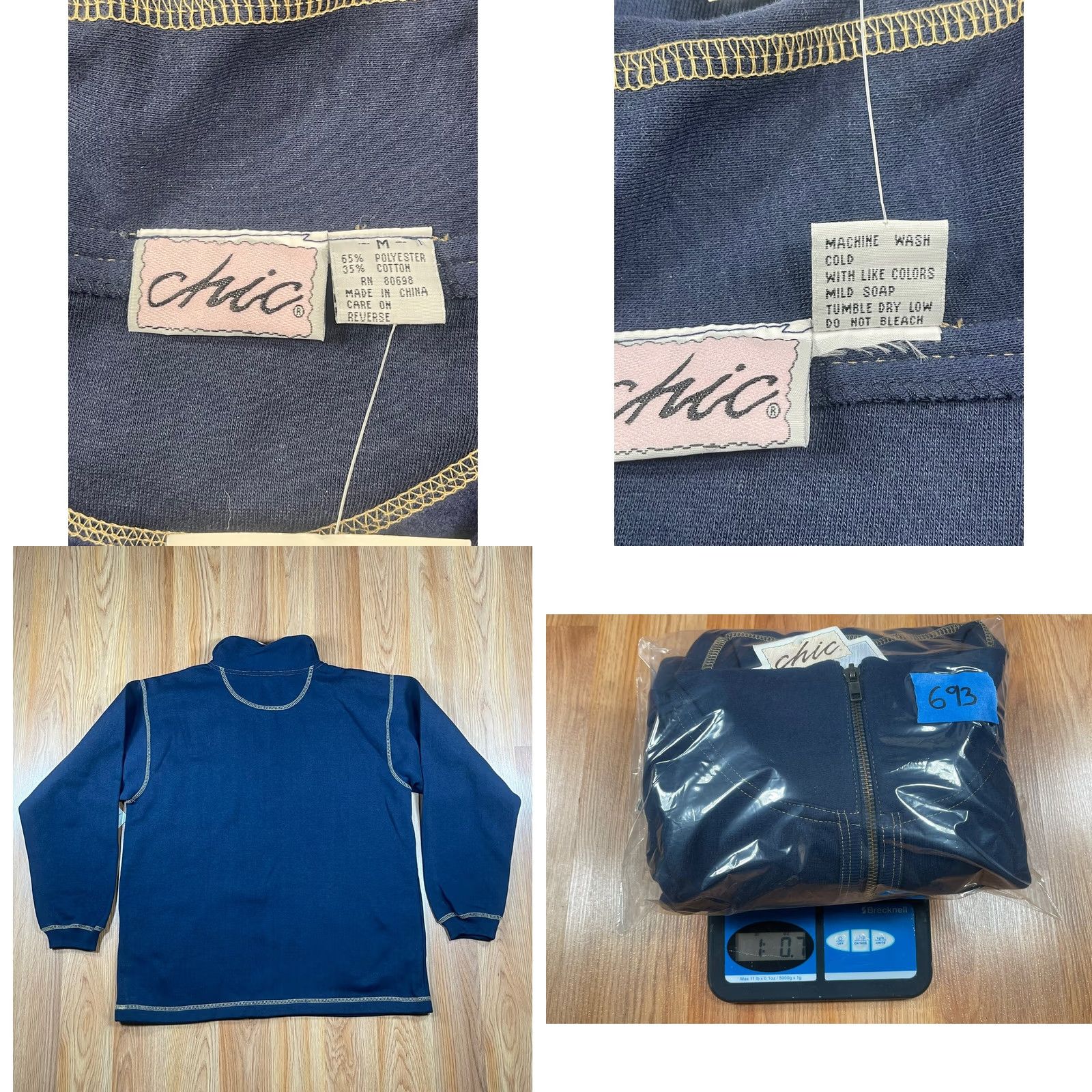 Vintage Chic Navy Blue Long Sleeve 1/4 Zip Pullover Sweater Mens M Cotton Polyester SHIRT Pullover Zipper Mens Size US M / EU 48-50 / 2 - 8 Thumbnail