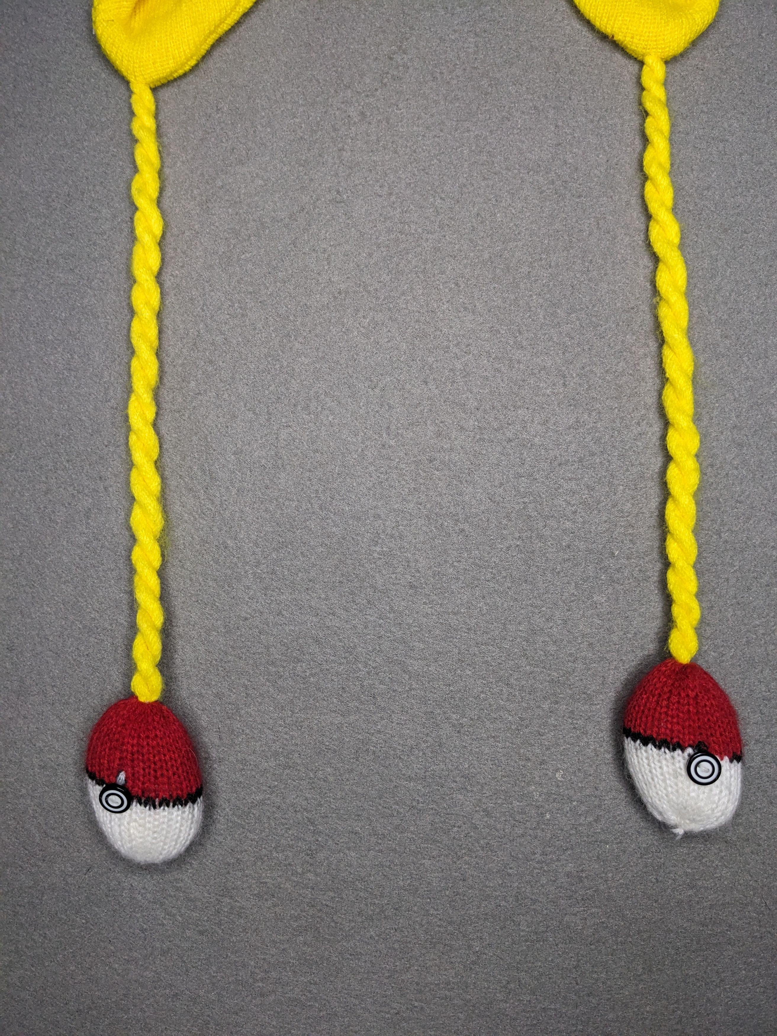 Pokemon Pokemon Pikachu Beanie Laplander Hat Ears Pokeball Tassles Size ONE SIZE - 3 Thumbnail