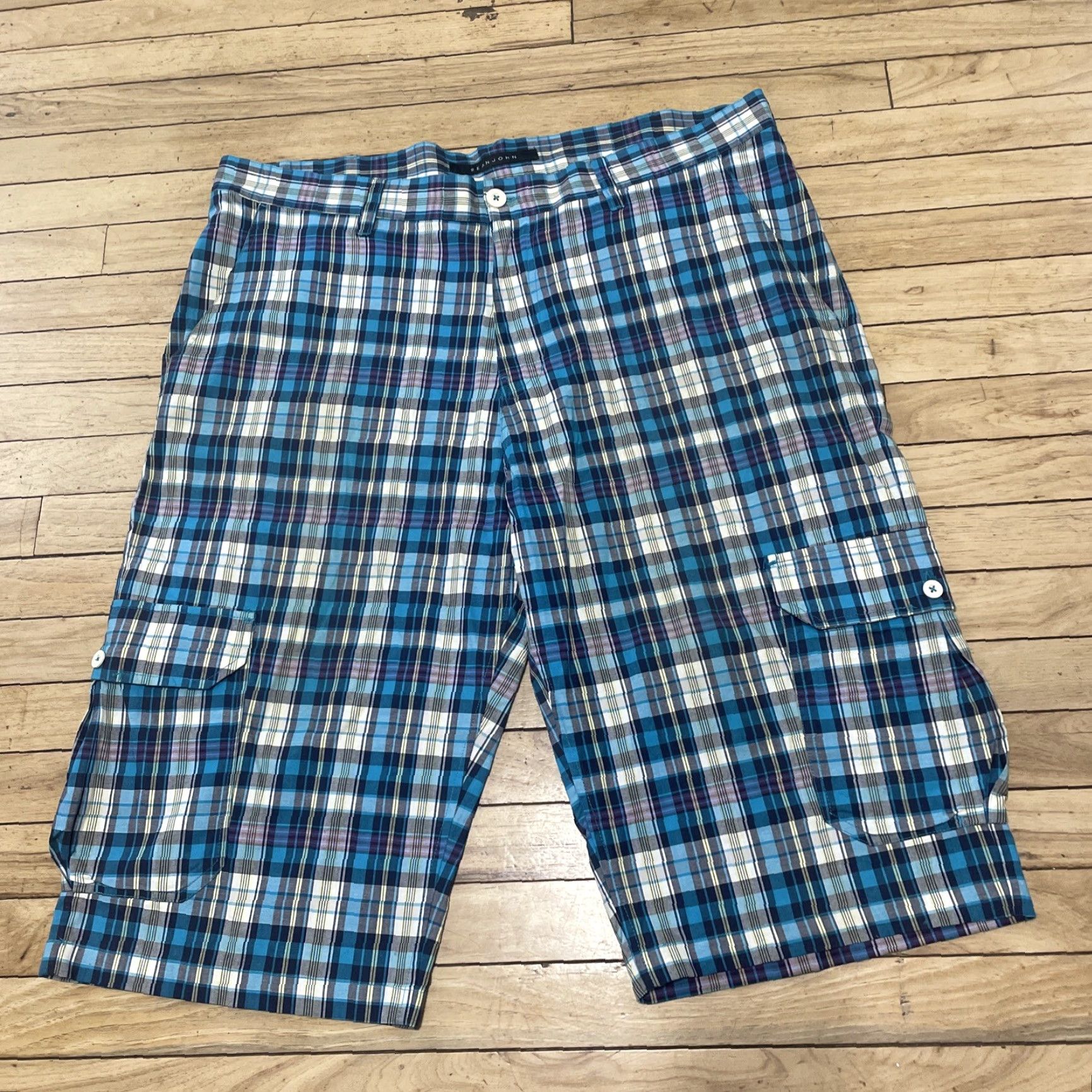 Sean John Sean John Cargo Shorts Mens 42 Y2k Streetwear Hip Hop Baggy Skate Bermuda 42x16 Blue Plaid Cargo Pants Style Styles Womens? No Size US 42 / EU 58 - 3 Thumbnail