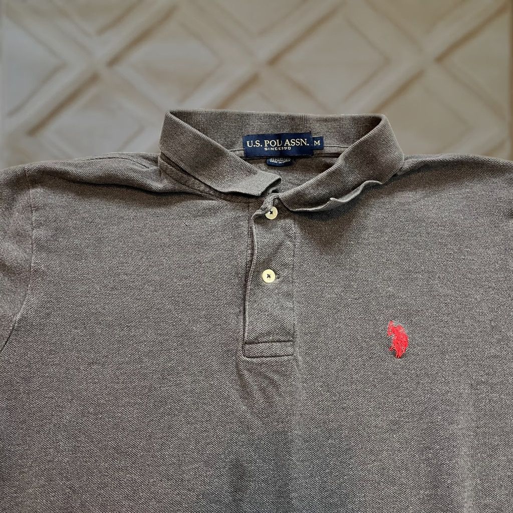 U.S. Polo Assn. VINTAGE US Polo Assn. Polo Shirt Mens Medium Gray Preppy Golf Rugby Collared Cotton Size US M / EU 48-50 / 2 - 1 Thumbnail