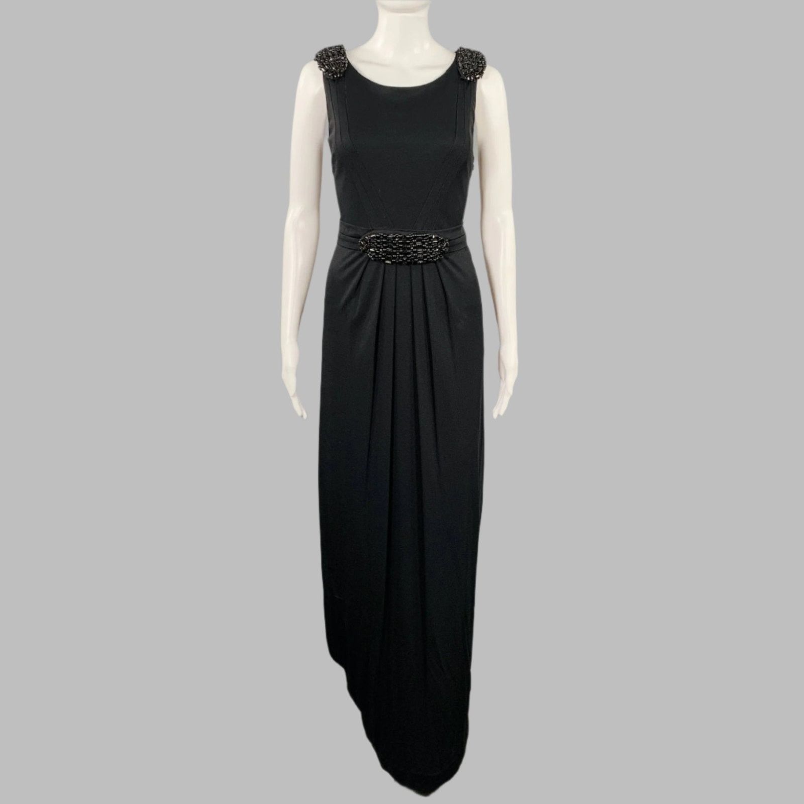 LA PERLA 8 Black Viscose Blend Beaded Sleeveless Long Dress