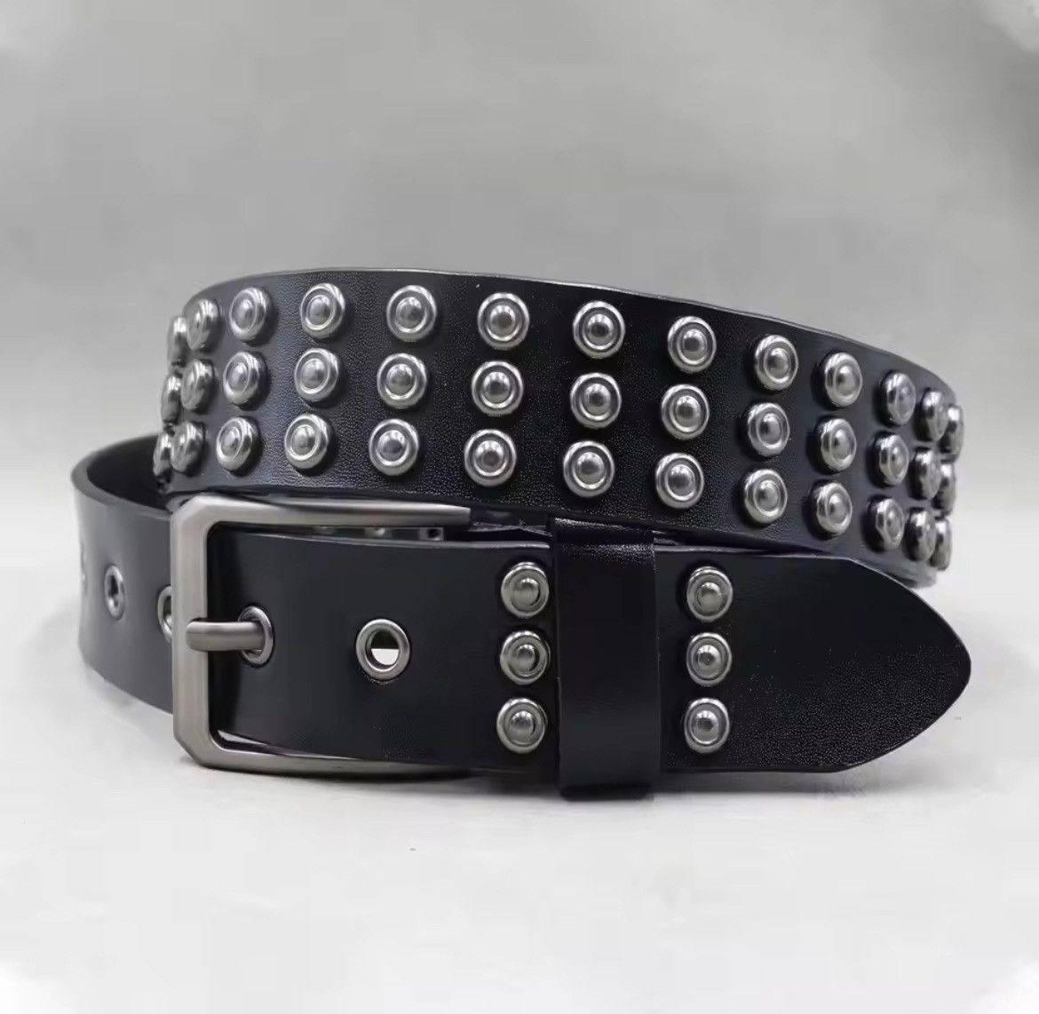 Japanese Brand × Vintage Men Round Head Spike Rivet Studded Leather Belt Size ONE SIZE - 2 Thumbnail