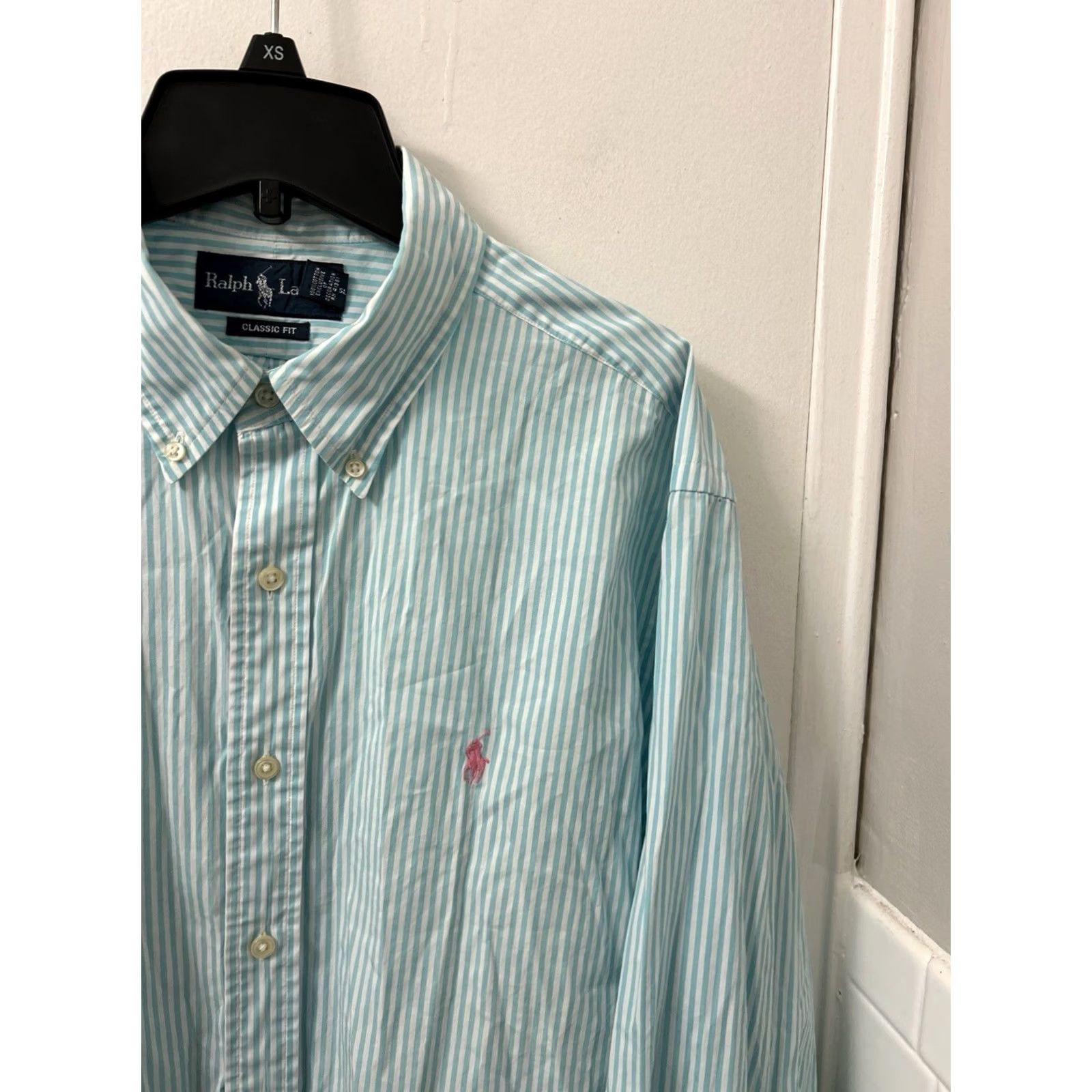 Ralph Lauren VTG Ralph Lauren Shirt Mens XL Blue White Striped Button-Down Logo L/S Size US XL / EU 56 / 4 - 4 Thumbnail
