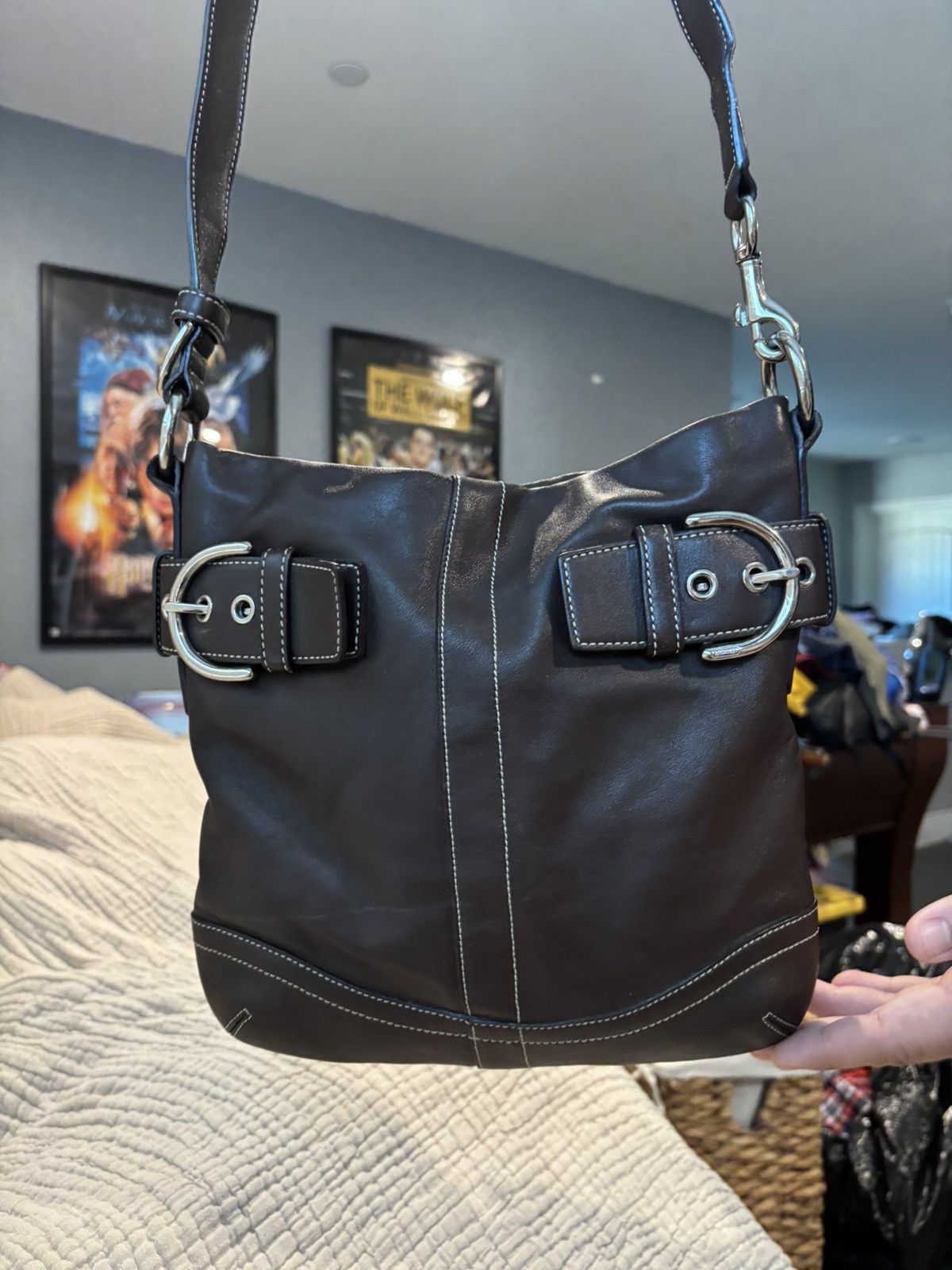Coach Coach Soho Leather Hobo Bag F05S-1452 DarkBrown Buckle Purse Size ONE SIZE - 1 Thumbnail