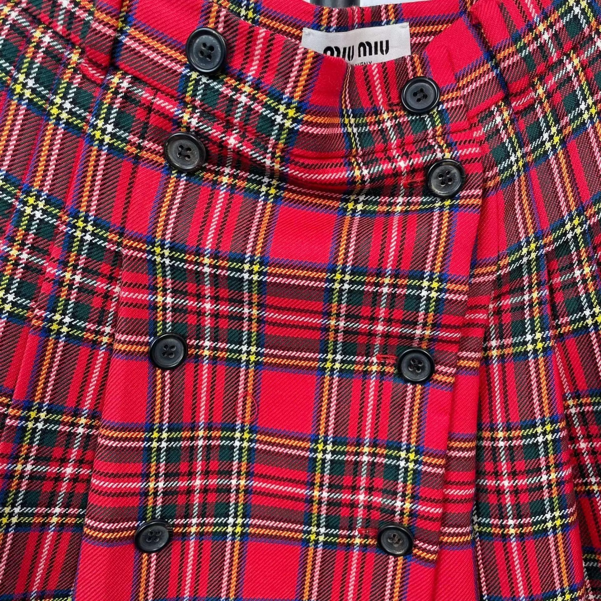 Miu Miu MIU MIU women's Wool Pleated Skirt 38 Color Blocked Size 26" / US 2 / IT 38 - 8 Thumbnail