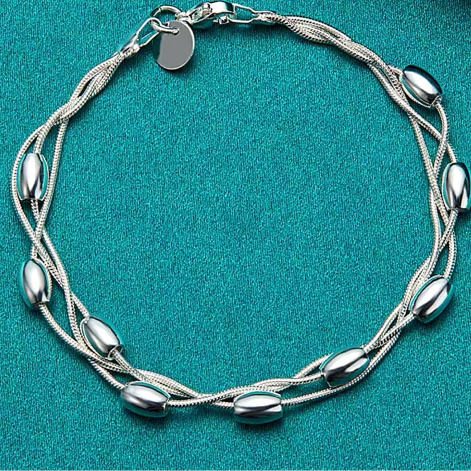Other Sterling Silver Beaded Bracelet 8” Size ONE SIZE - 1 Thumbnail