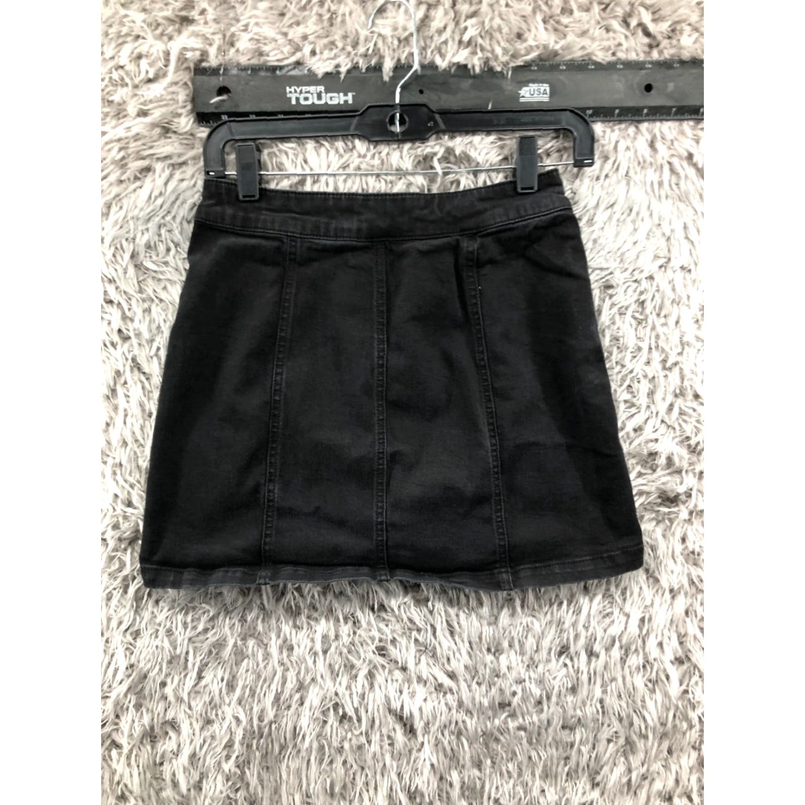 Vintage Mudd Skirt A-Line Junior S 3 Black Denim Cotton Blend Button Closure Logo Shorts? (But avoid adding). Size 26" / US 2 / IT 38 - 5 Thumbnail