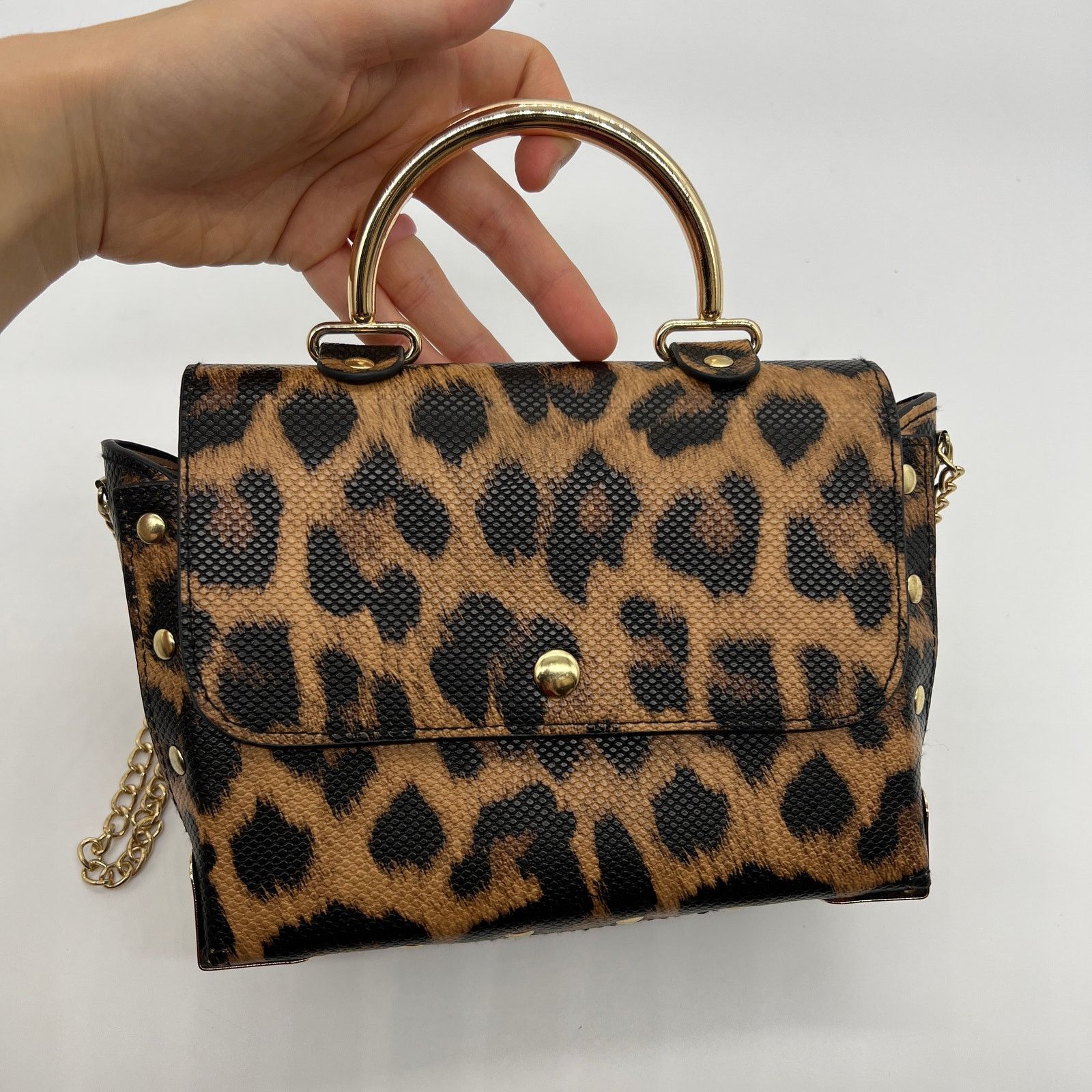 Other Womens Crossbody Bag Brown Leopard Chain Strap Small Purse Size ONE SIZE - 2 Thumbnail