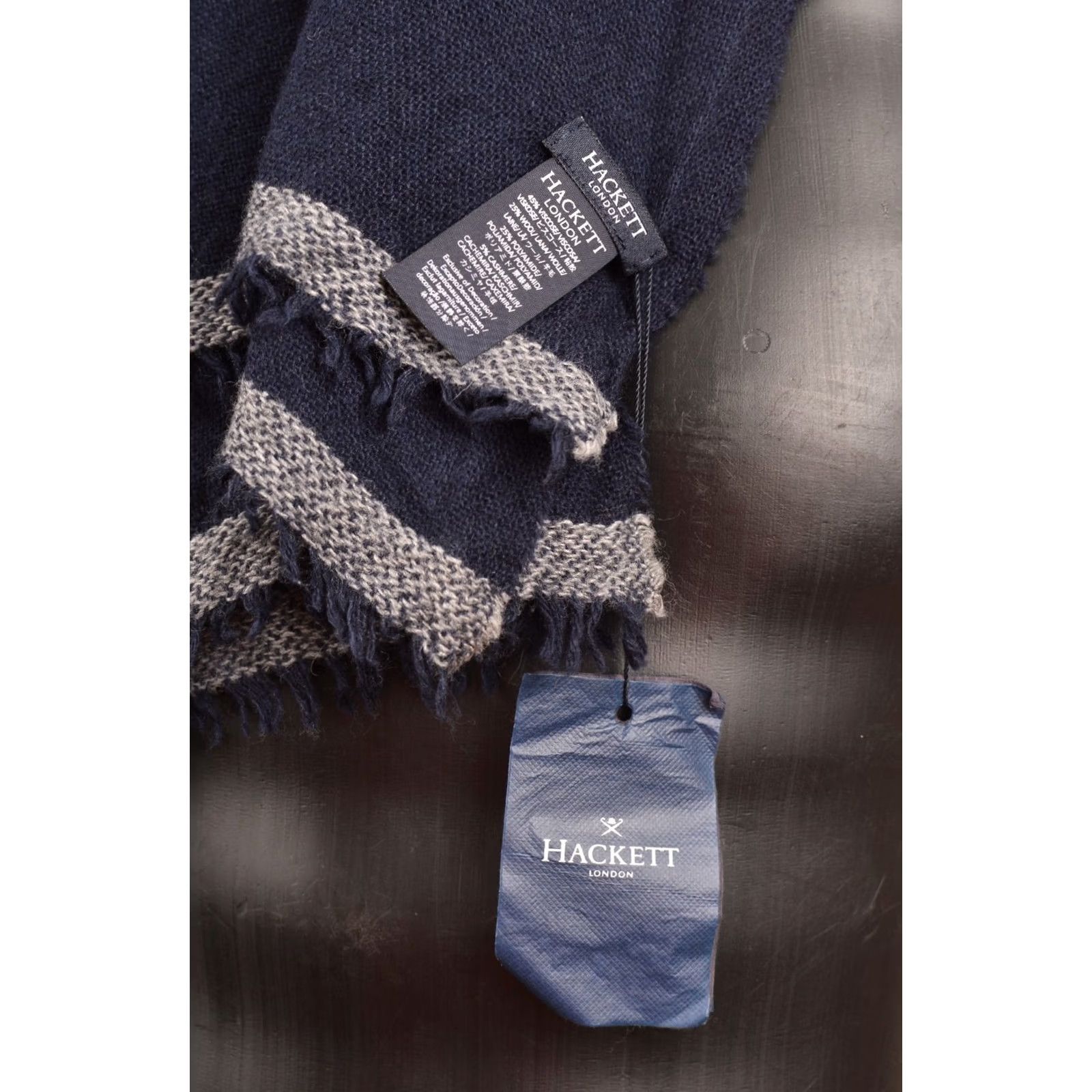 Hackett Hackett London Scarf Unisex OS Blue Viscose Wool Blend Made in Italy 10015488 188 cm x 53 cm Size ONE SIZE - 3 Thumbnail