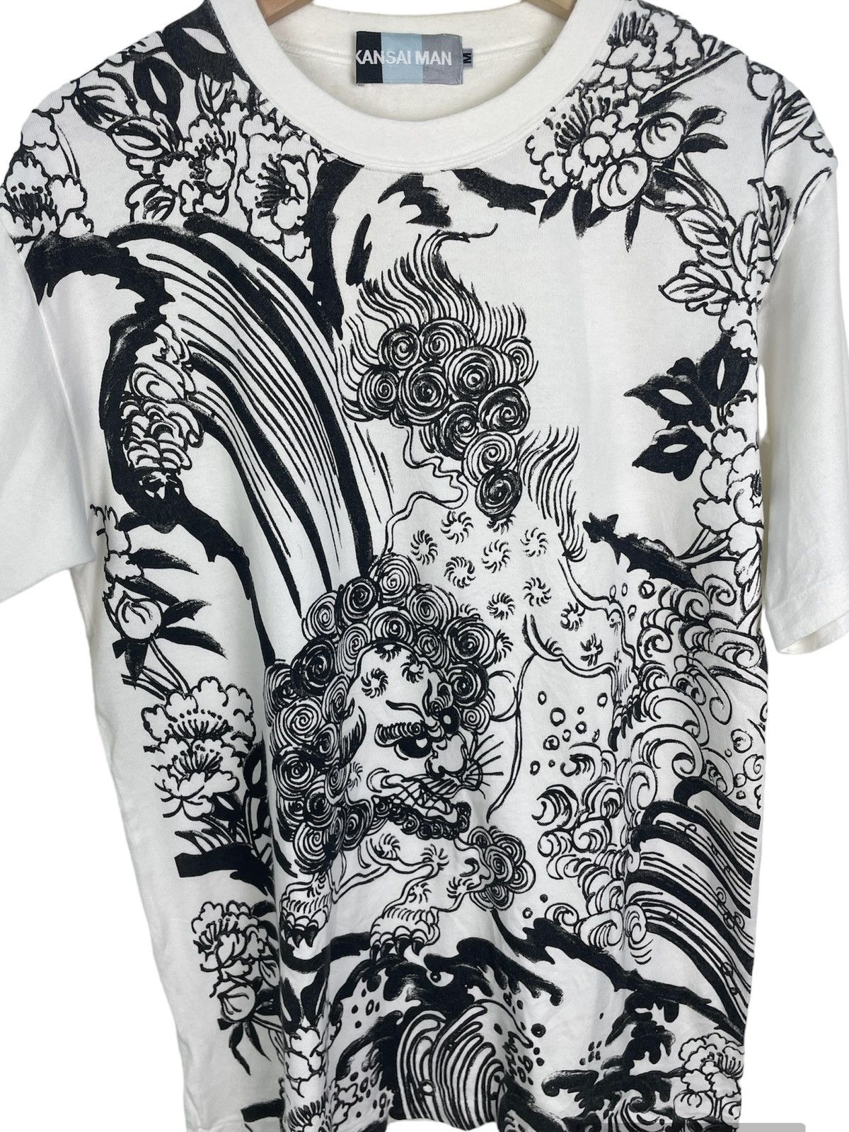 Kansai Yamamoto × Vintage Kansai Man Shishi Lion Wave Tee Japan | Graphic Rare Size US M / EU 48-50 / 2 - 6 Thumbnail