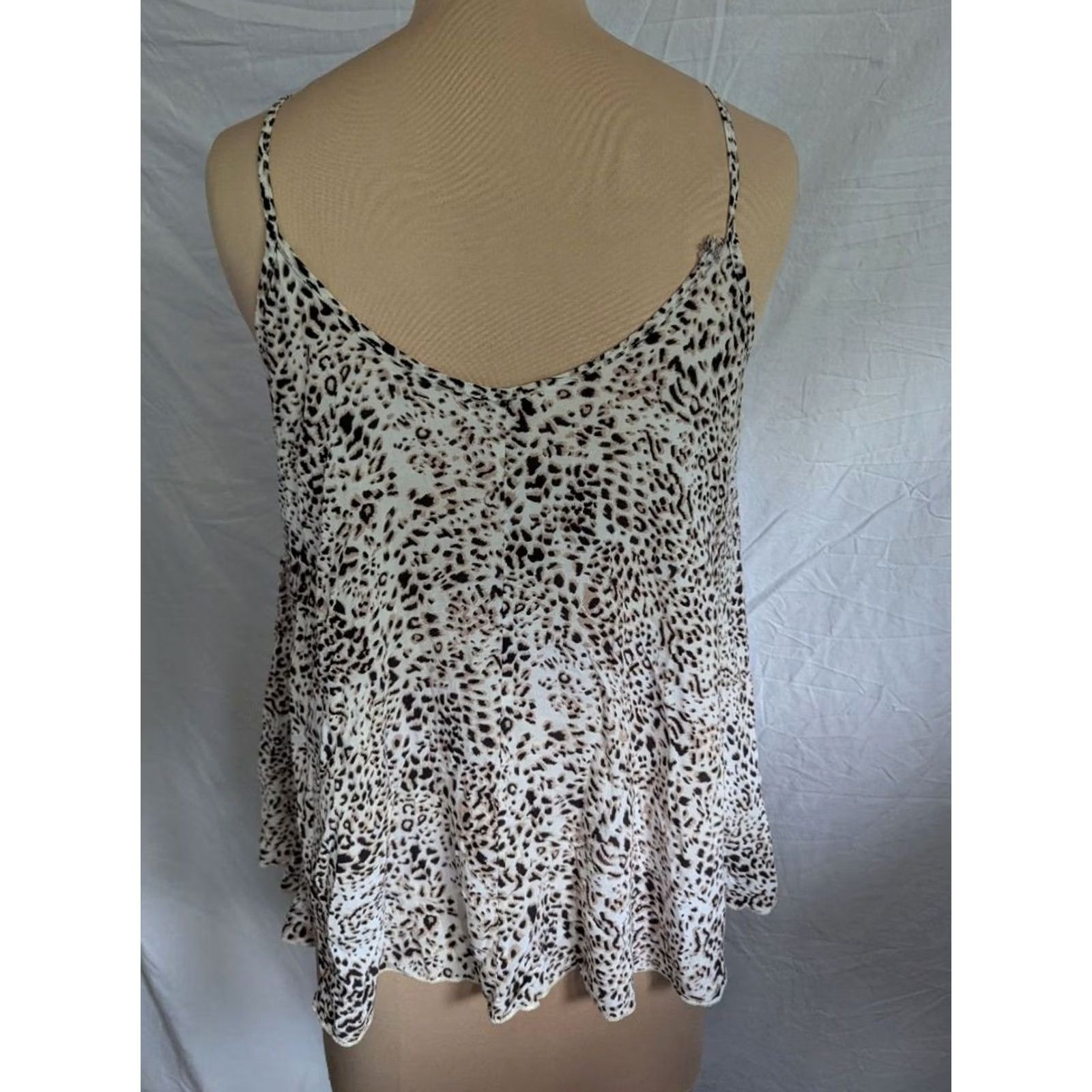 Vintage Kirra Leopard Print Trapeze Top Spaghetti Strap Women’s Sz S Asymmetrical Hem Tank Brown Error Size S / US 4 / IT 40 - 2 Thumbnail