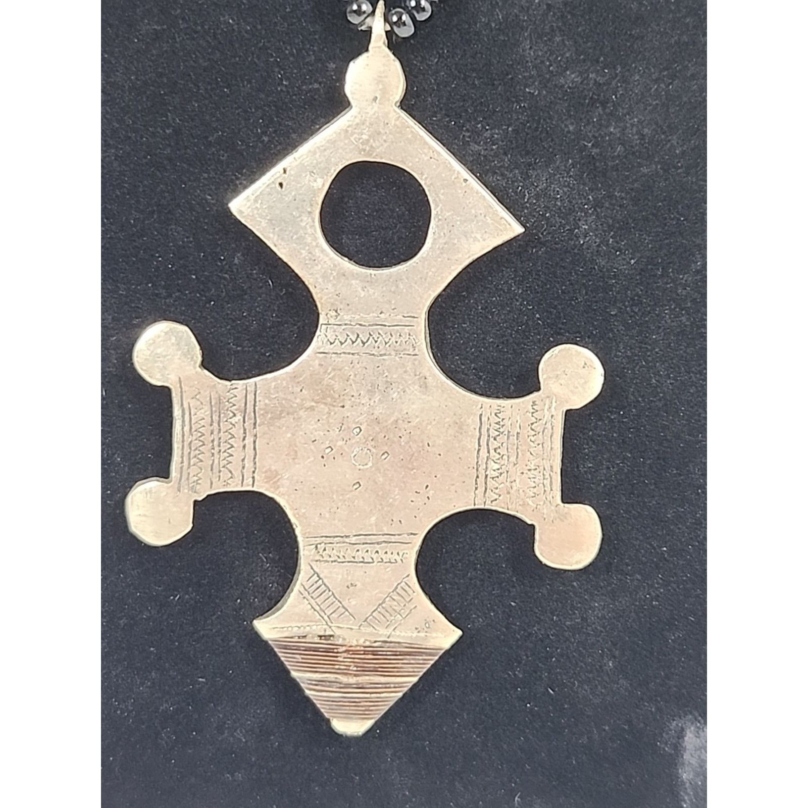 Other Handmade Tuareg Agadez Cross Pendant Black Beads Necklace Size ONE SIZE - 2 Thumbnail