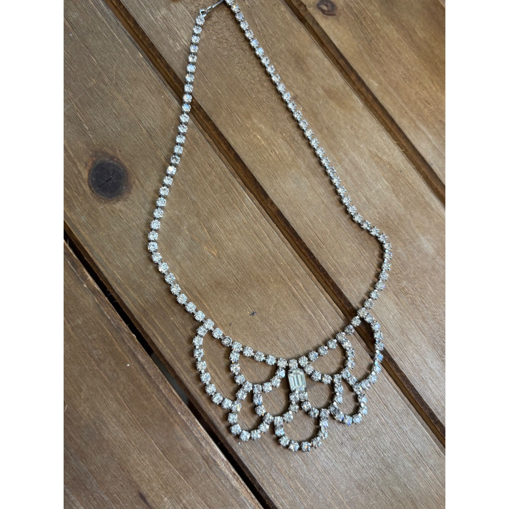 Other Vintage Rhinestone Bib Necklace Statement Piece Size ONE SIZE - 5 Thumbnail