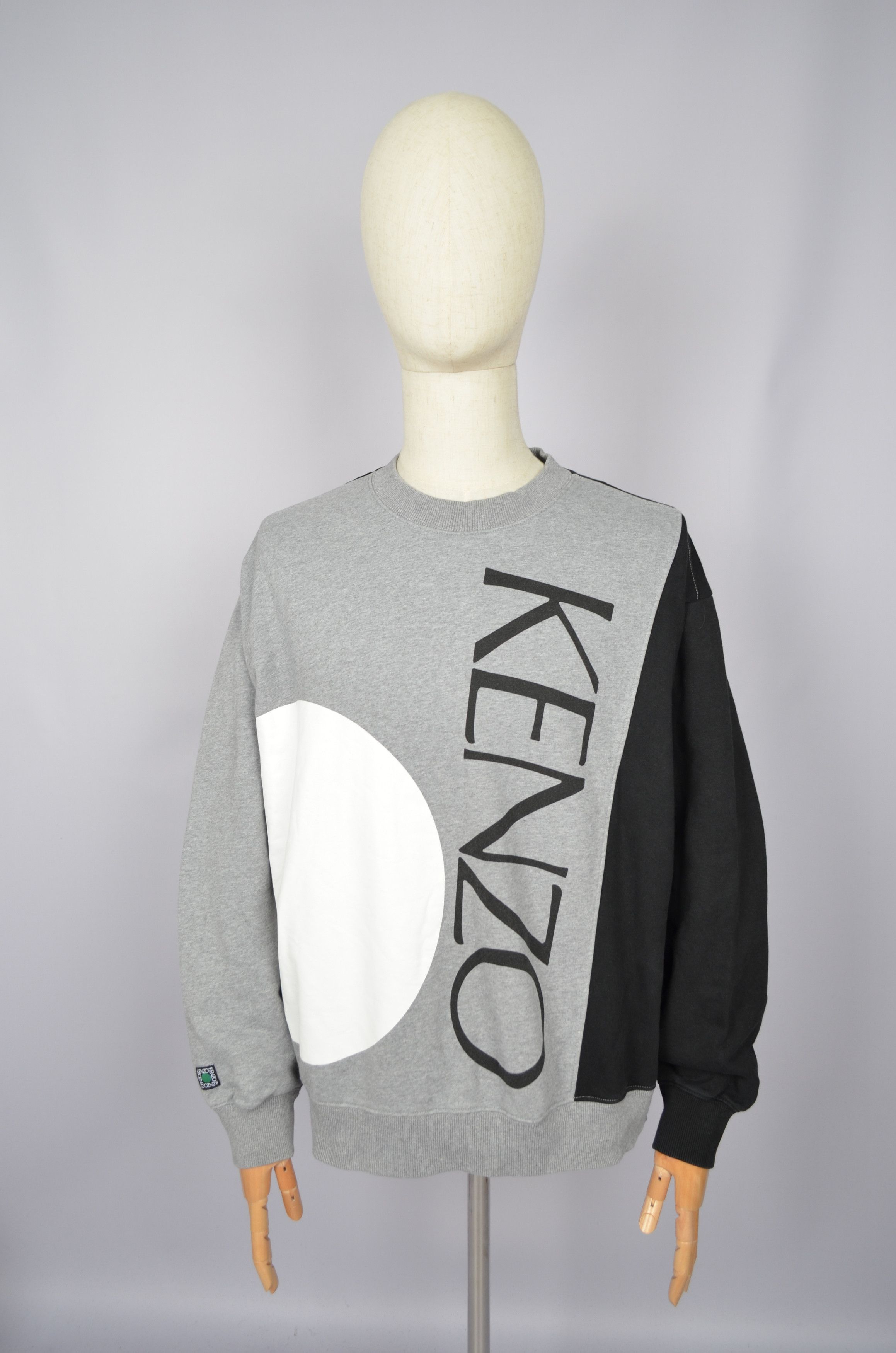 Designer × Kenzo KENZO Color Block Hoodie Dove Grey Logo Sweatshirt Designer Size US L / EU 52-54 / 3 - 1 Thumbnail