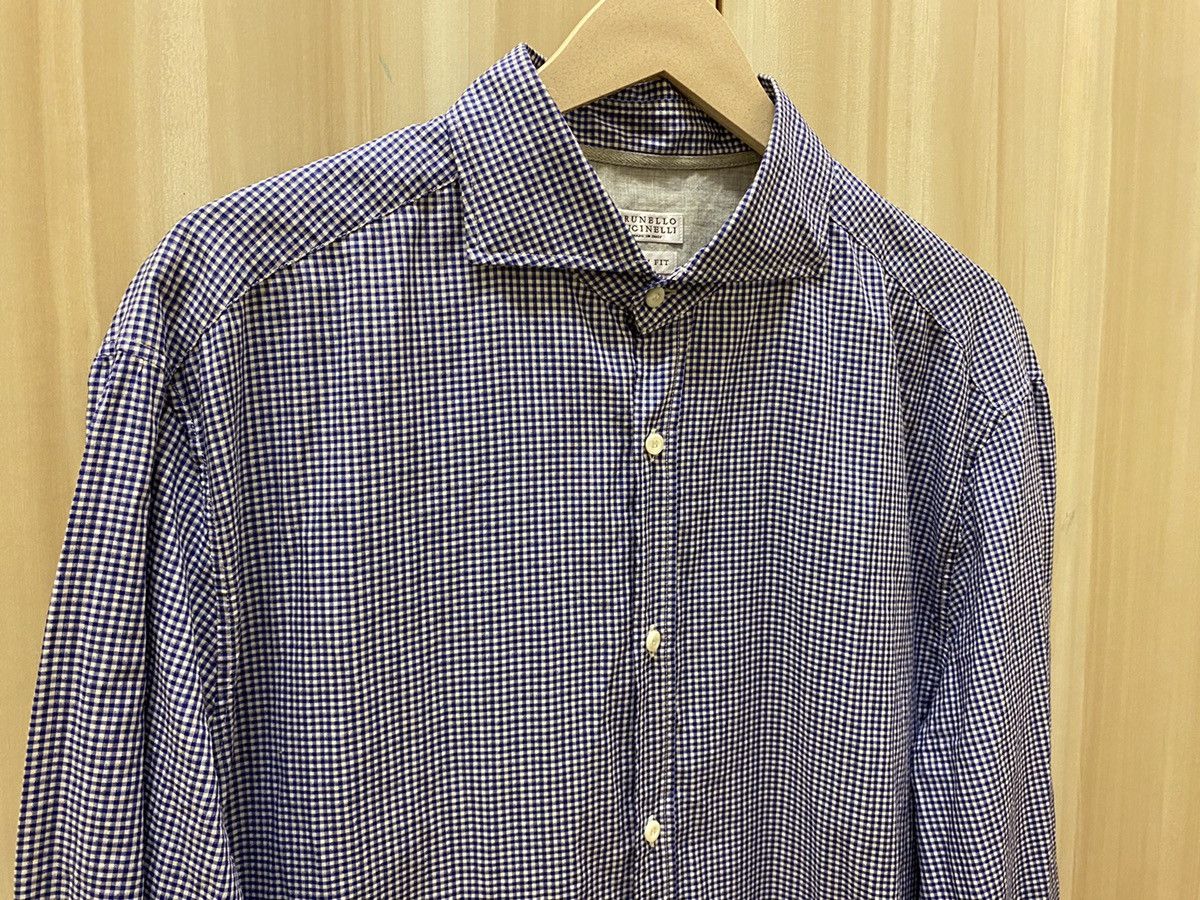 Brunello Cucinelli Brunello Cucinelli Slim Fit Check Shirt Size US L / EU 52-54 / 3 - 2 Thumbnail