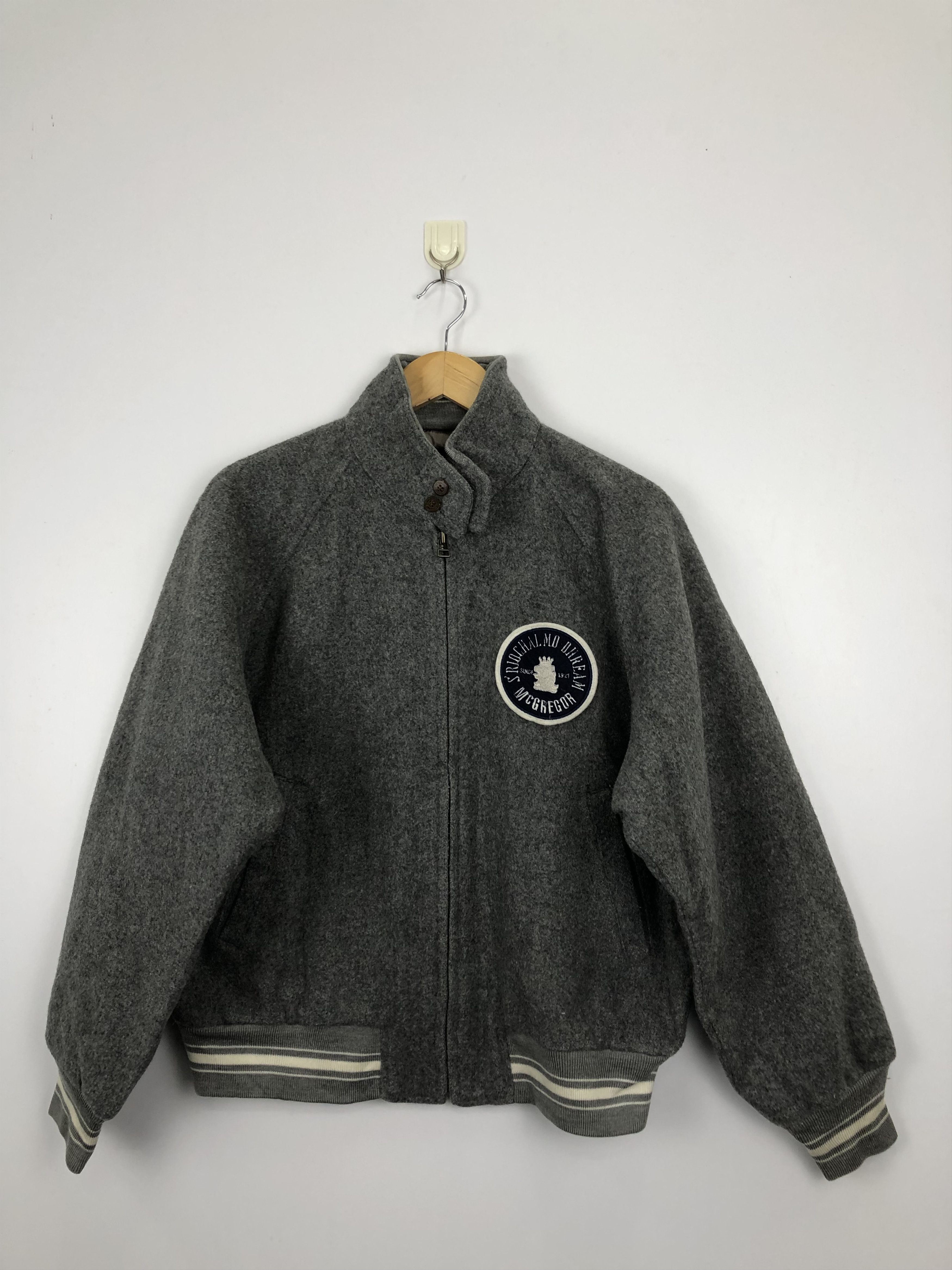 McGregor Vintage 90s Mcgregor Wool Varsity Jacket Gray V0366 Size US M / EU 48-50 / 2 - 1 Thumbnail