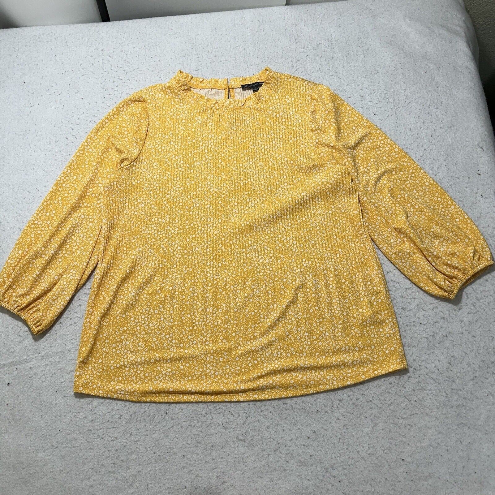 Adrianna Papell Adrianna Papell Medium Long Sleeve Yellow Floral Blouse Size M / US 6-8 / IT 42-44 - 1 Thumbnail