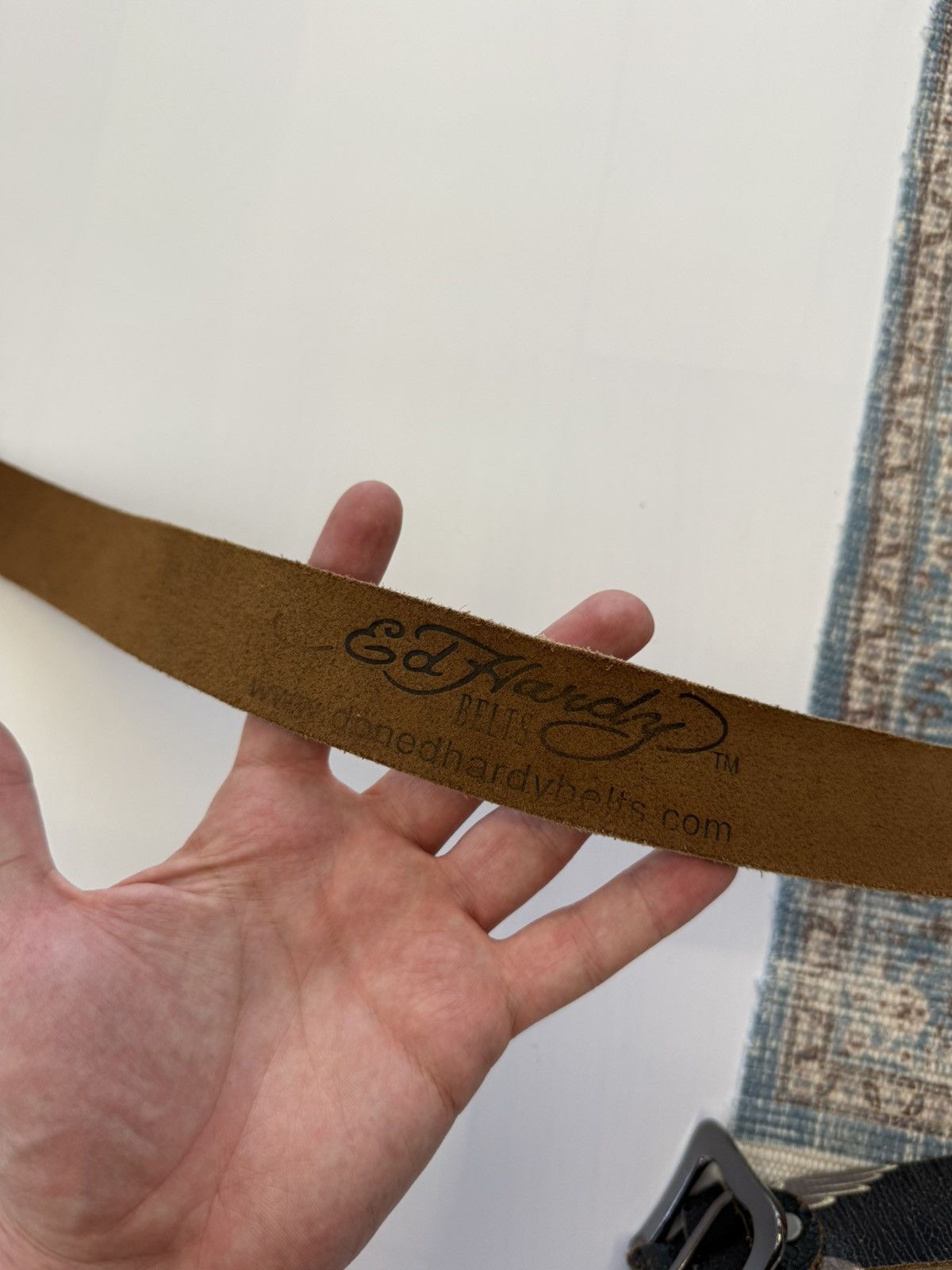 Ed Hardy Rare Don Ed Hardy Crazy Y2K Leather Belt Size ONE SIZE - 8 Thumbnail