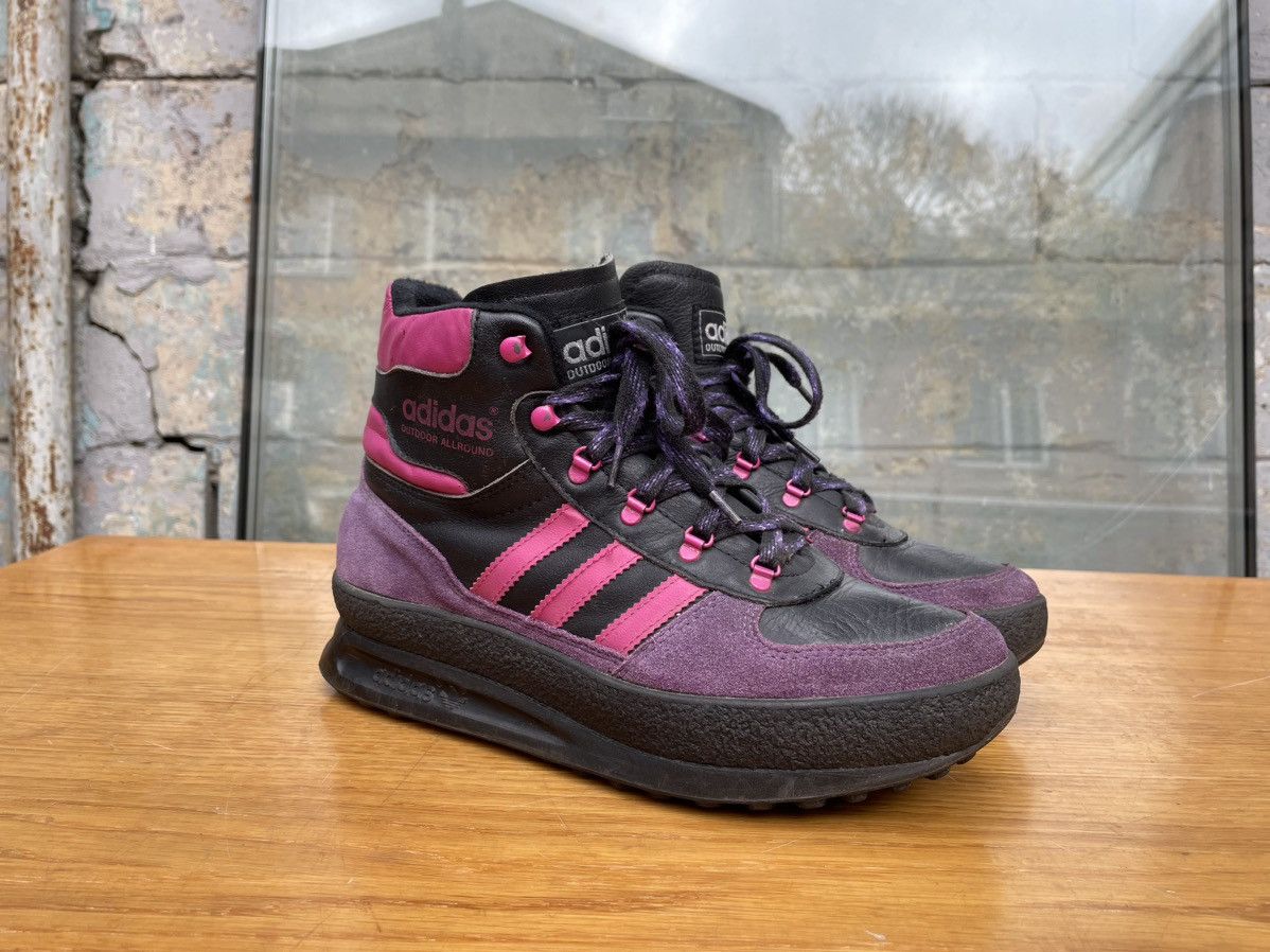 Rare Vintage Adidas 90s Boots Leather Pink Black