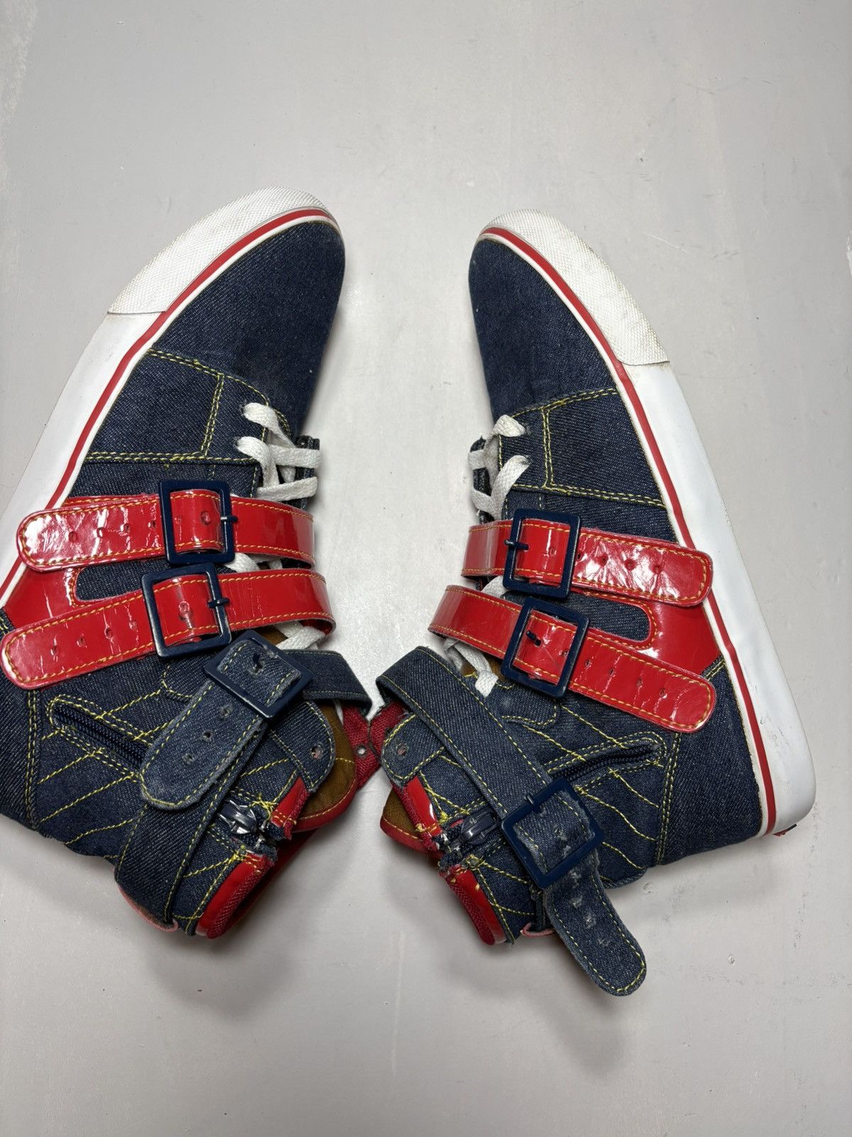 RADII Radii Straight Jacket High Top Sneakers Denim & Red Size US 9 / EU 42 - 4 Thumbnail