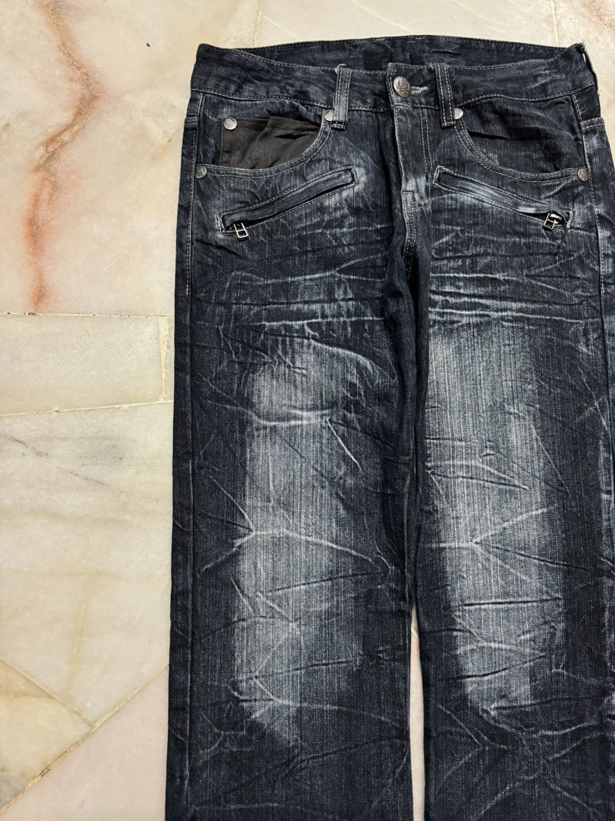 Japanese Brand 💥SICK Faded Jean Double Focus Multipocket Insane Pocket Rare Size US 30 / EU 46 - 4 Thumbnail